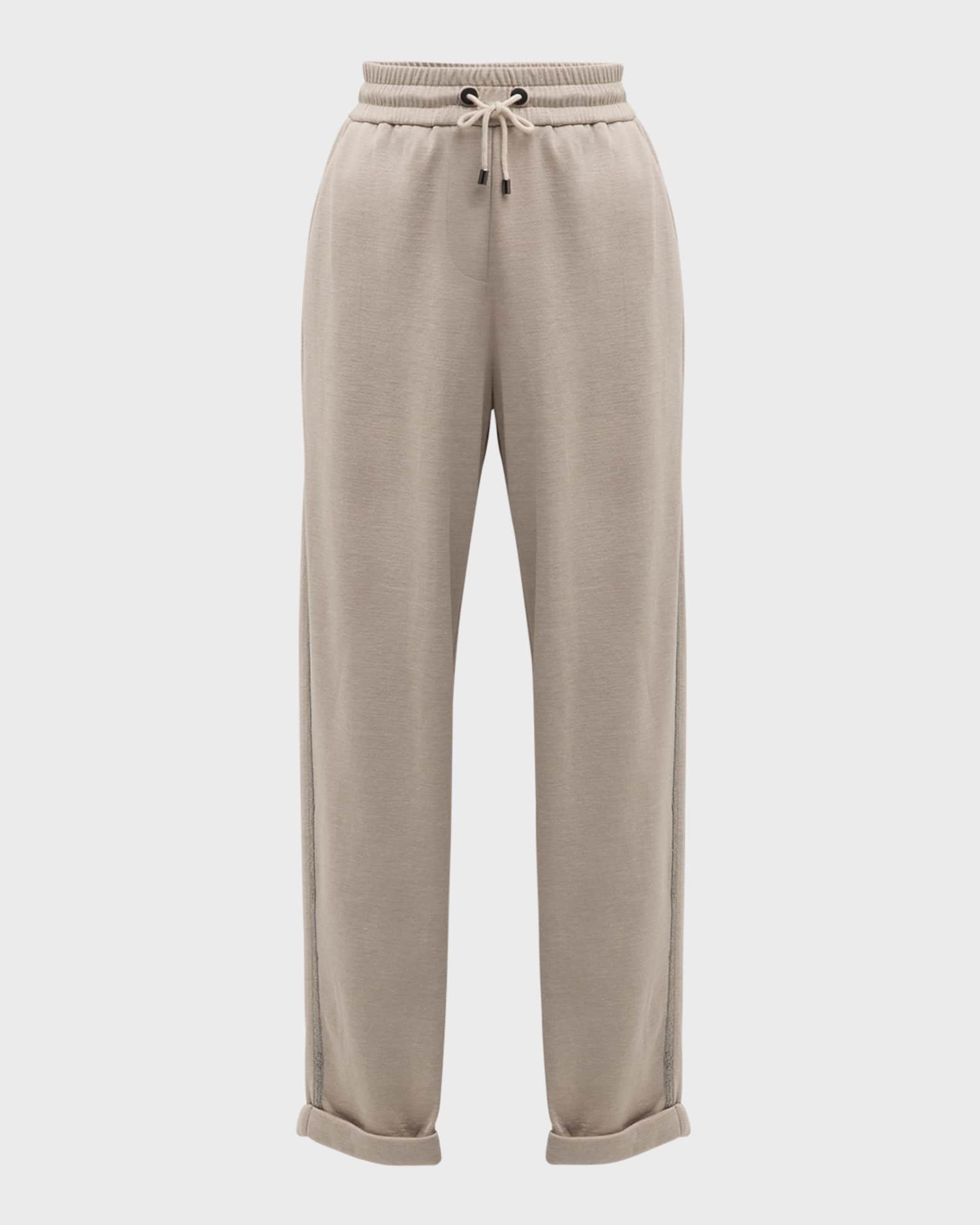 Monili Side-Stripe Cotton-Silk Ankle Joggers 0