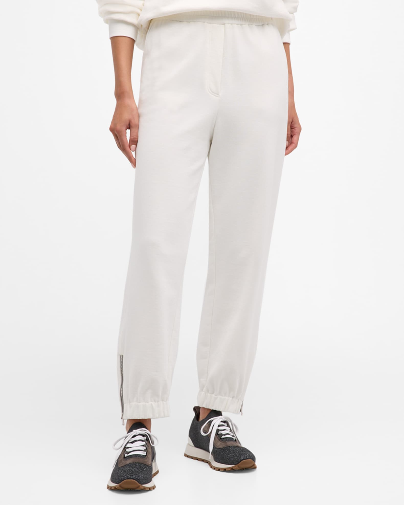 Cotton Felpa Joggers with Zipper Cuffs  1