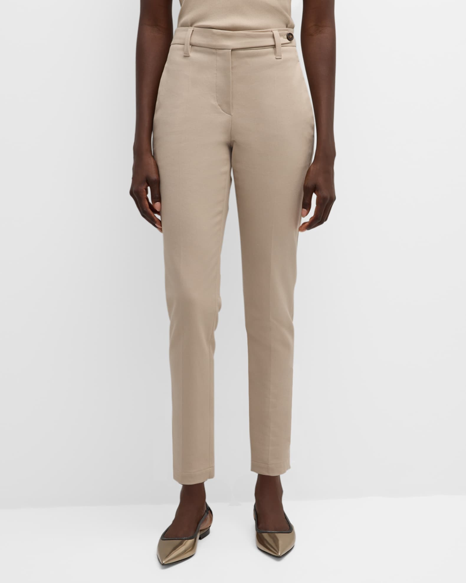 Mid-Rise Cotton Twill Boy-Fit Ankle Cigarette Pants 1