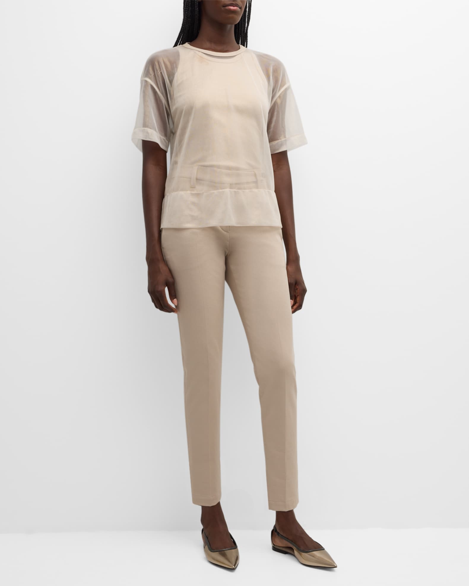 Brunello Cucinelli Mid-Rise Cotton Twill Boy-Fit Ankle