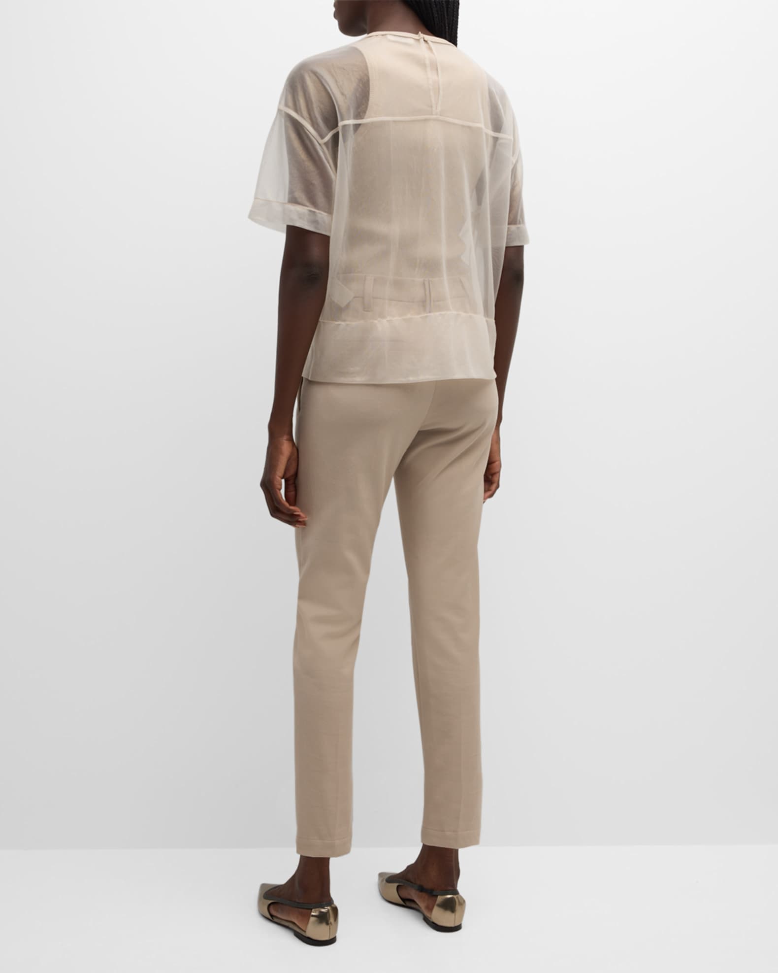 【送料&関税込】Brunello Cucinelli Stretch Cotton Cigarette Brunello Cucinelli Mid-Rise Cotton Twill Boy-Fit Ankle