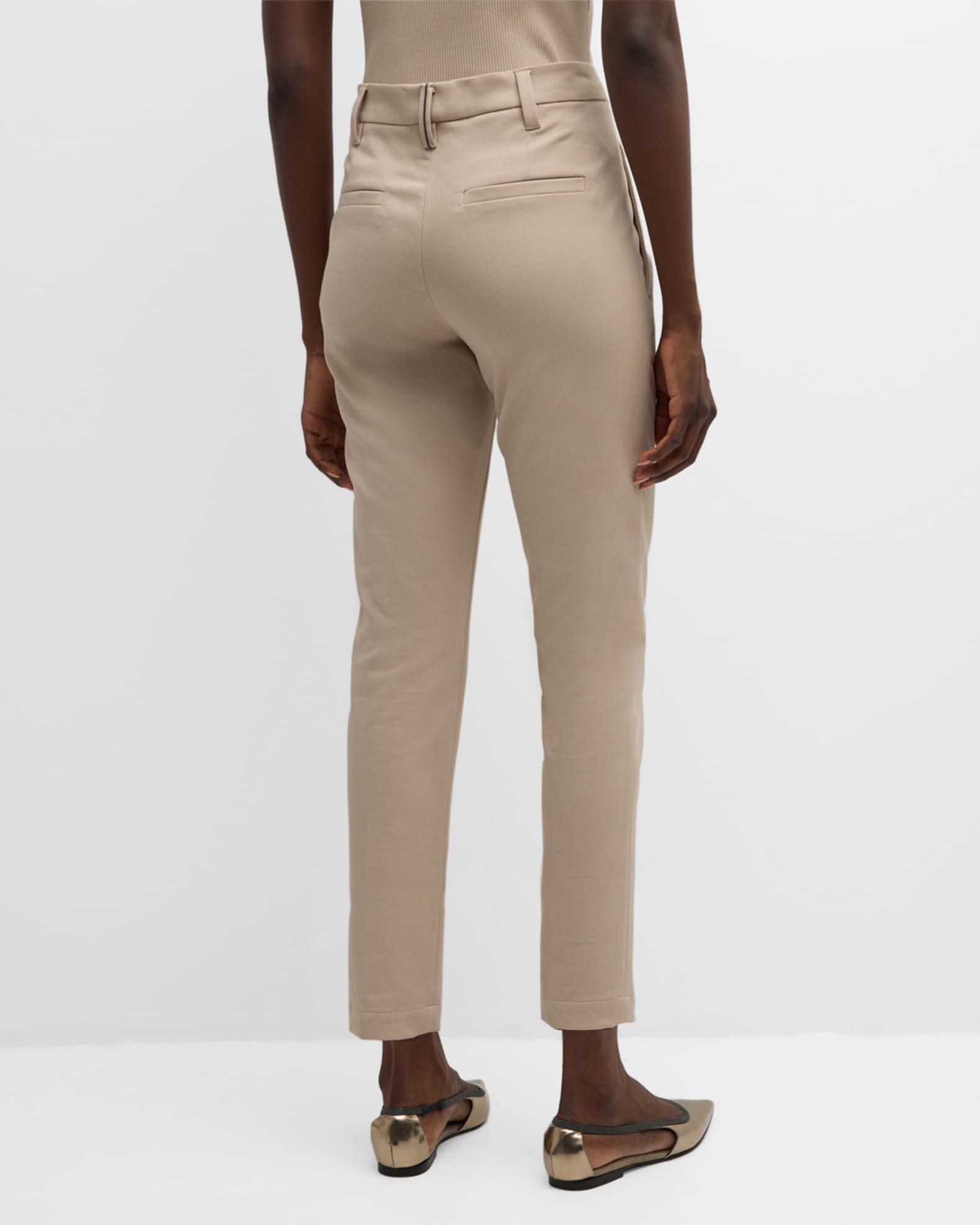 Brunello Cucinelli Mid-Rise Cotton Twill Boy-Fit Ankle
