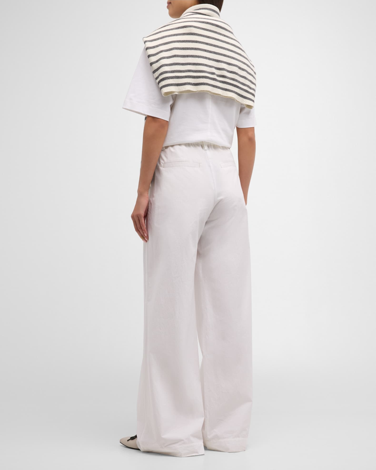 Monili-Detailed Cotton T-Shirt