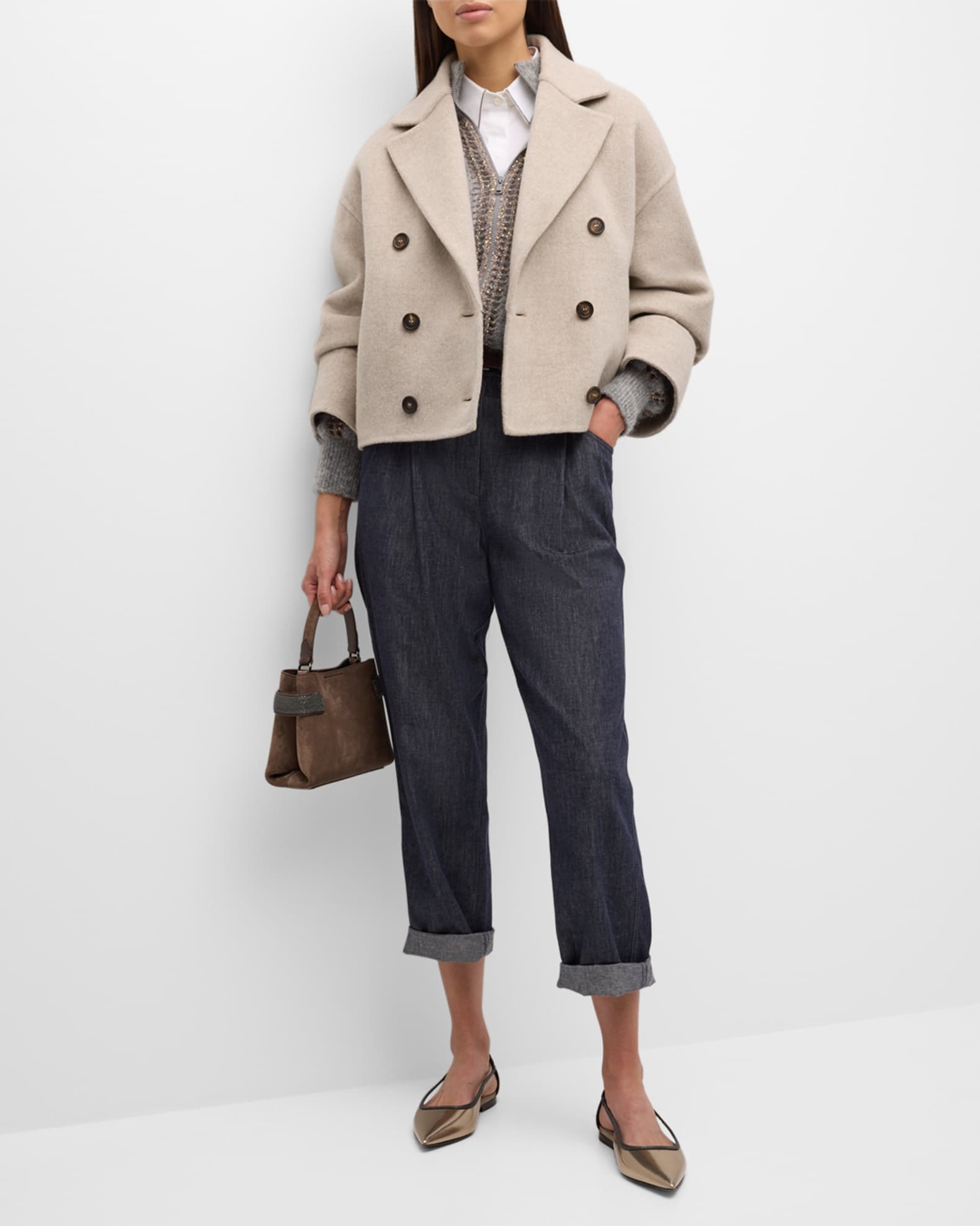 Brunello Cucinelli Mohair Wool Lattice Knit Zip-Up Cardigan Brunello Cucinelli Mohair Wool Lattice Knit Zip-Up Cardigan