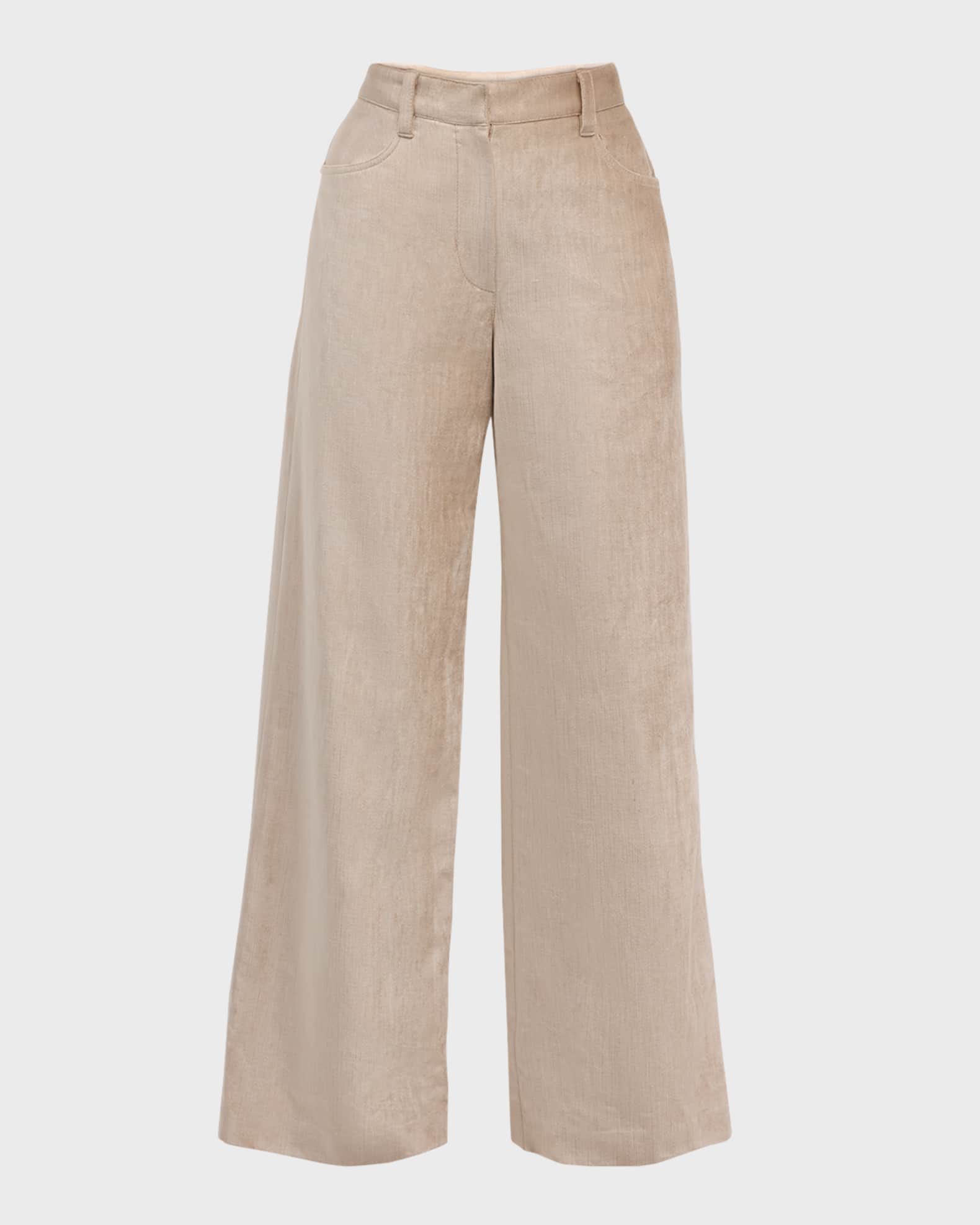 Brunello Cucinelli Sleek Velvet Wide-Leg Trousers