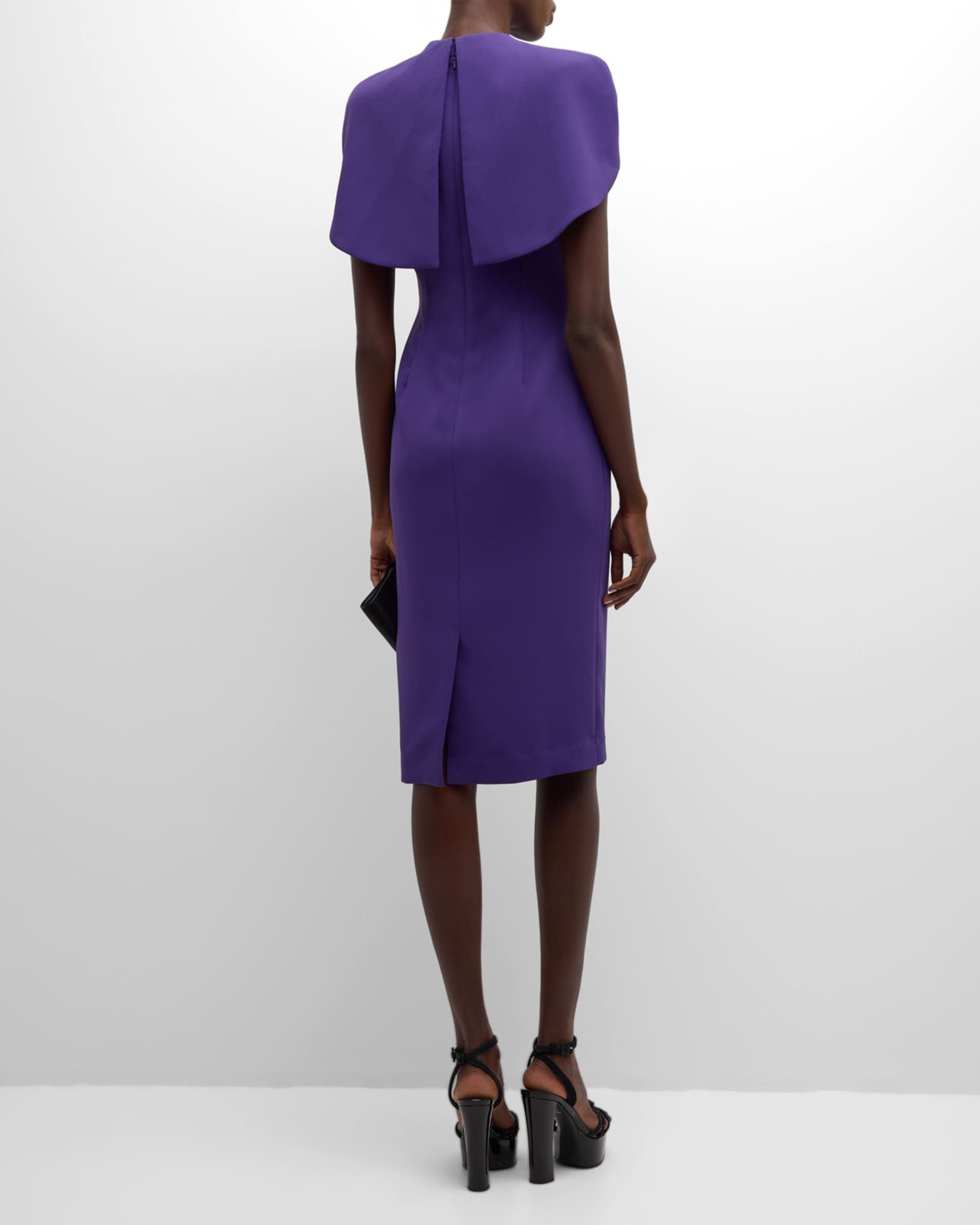 Mock neck back cape dress main image 1