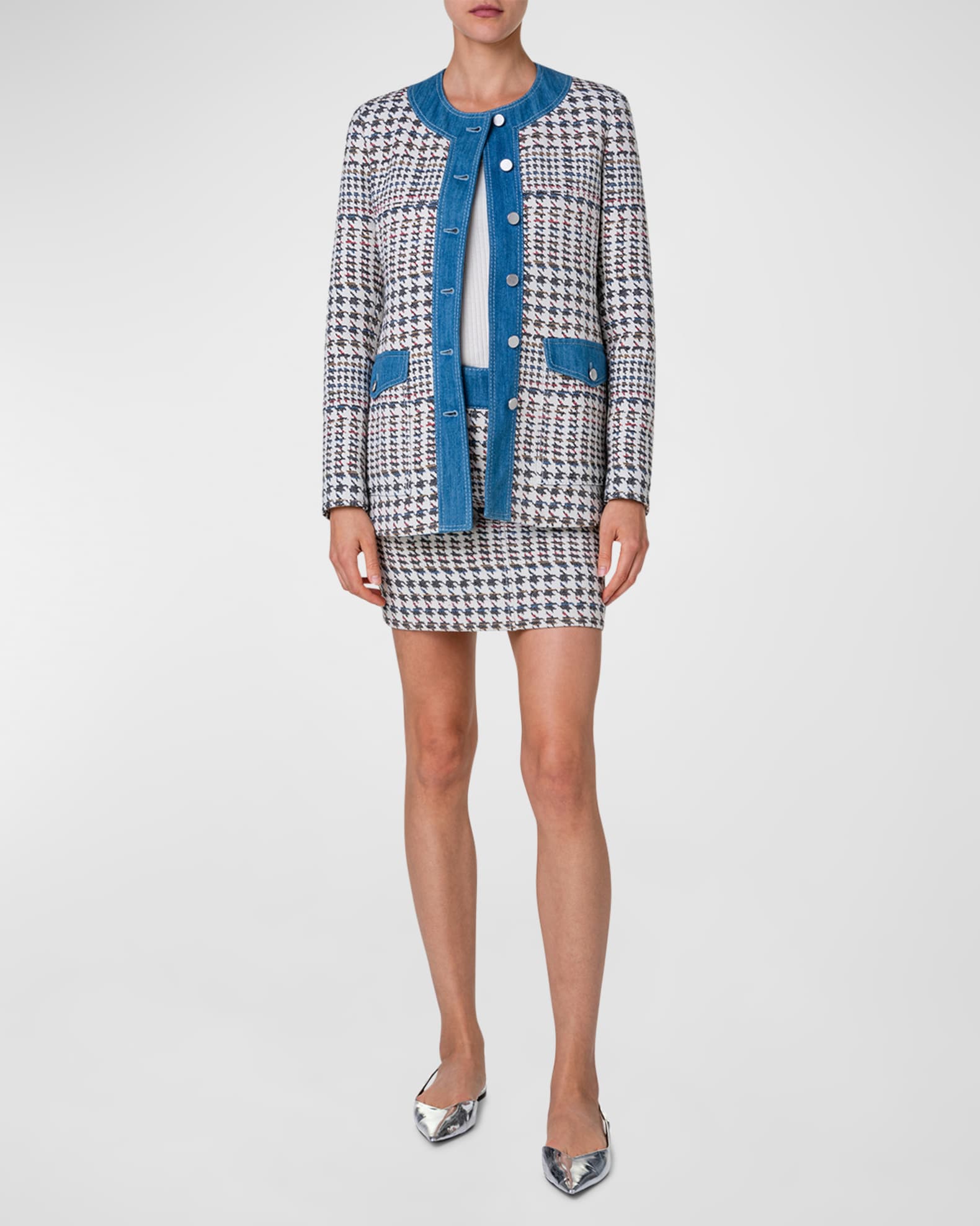 ジャケット HOUNDSTOOTH CRYSTAL TRIM Houndstooth Crystal Trim Jacket – self-portrait-US