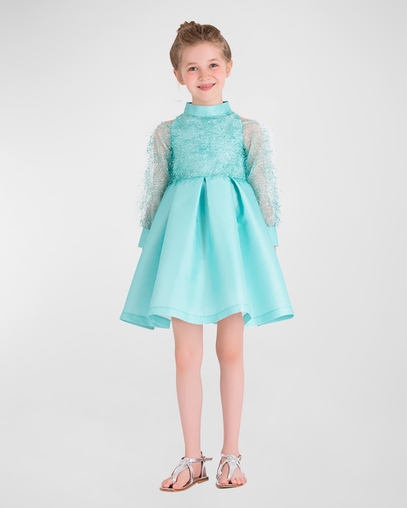 Girl's Shimmering Feathers Dress, Size 3T-10 1