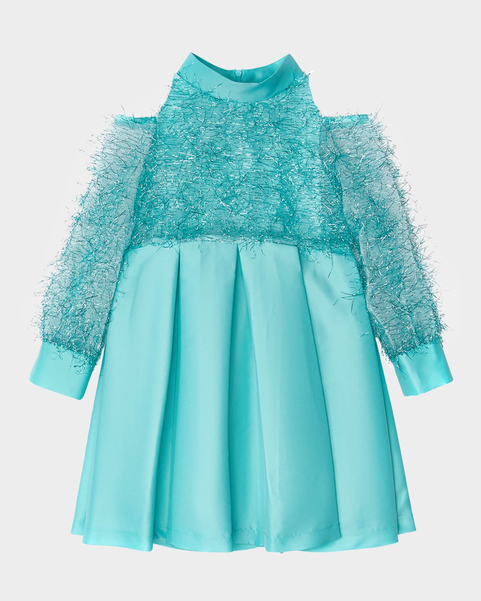 Girl's Shimmering Feathers Dress, Size 3T-10 0