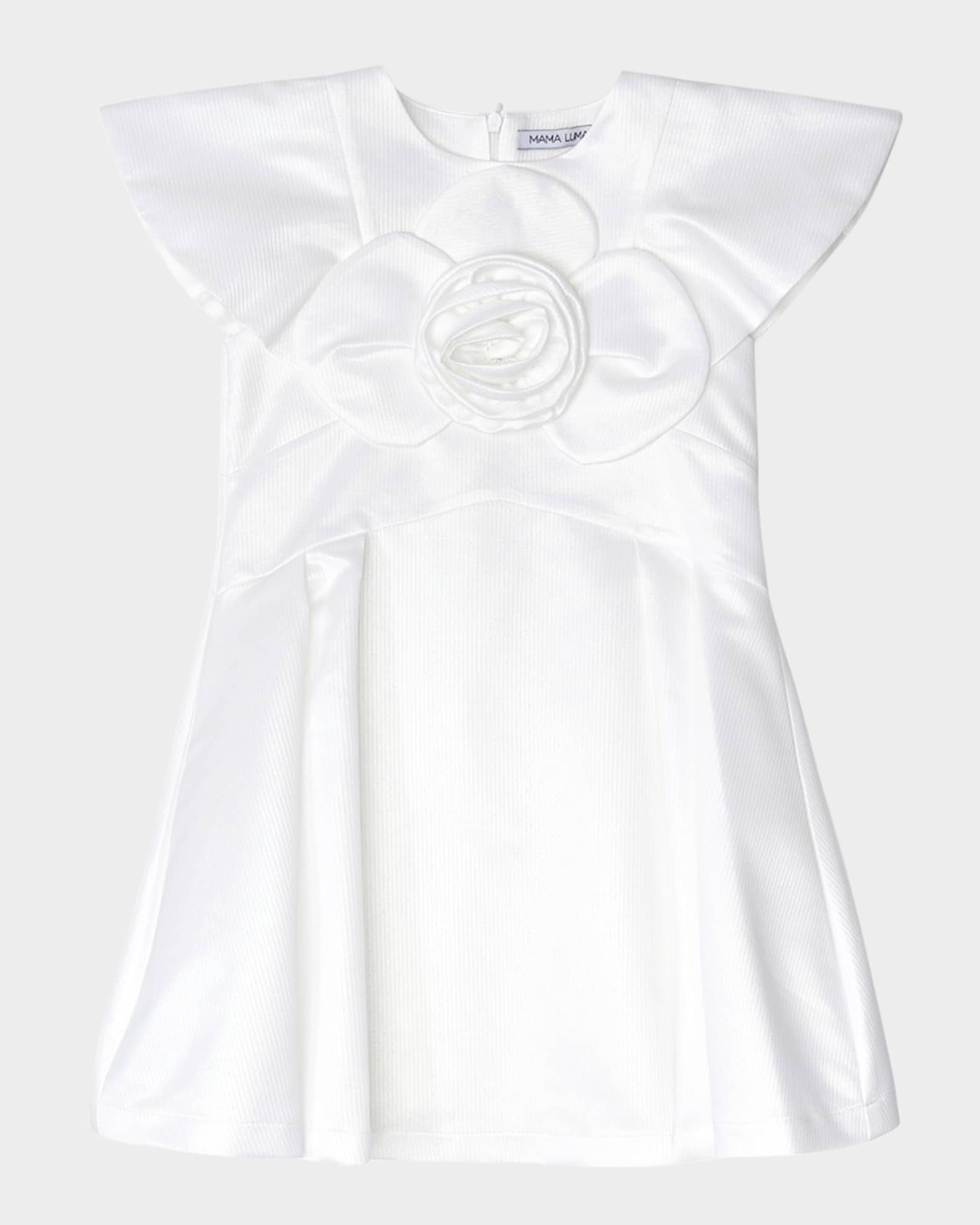 Girl's 3D Rose Applique Dress, Size 3T-10 0