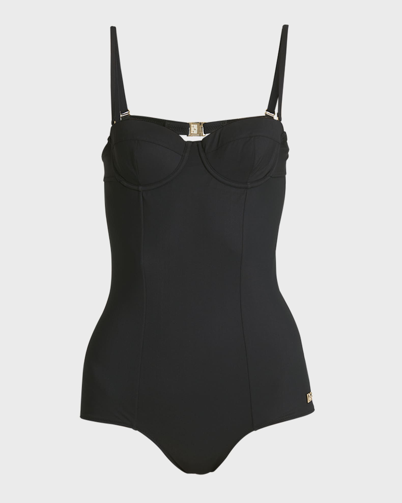 Solid Balconette One-Piece Swimsuit  0