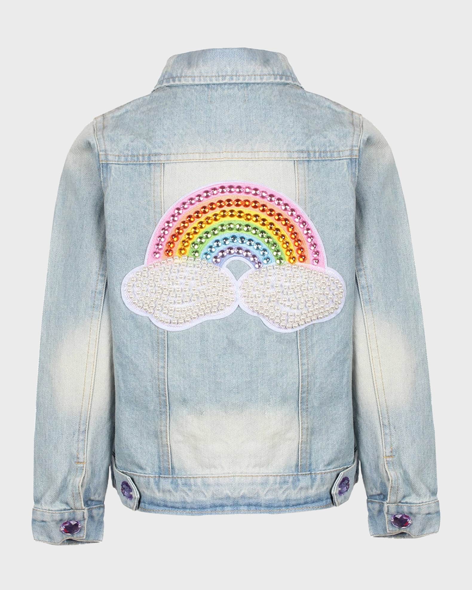 ララ：L'Appartement Boys denim Jaket Lola + The Boys Girl's Rainbow Pearl Denim Jacket, Size 2-14