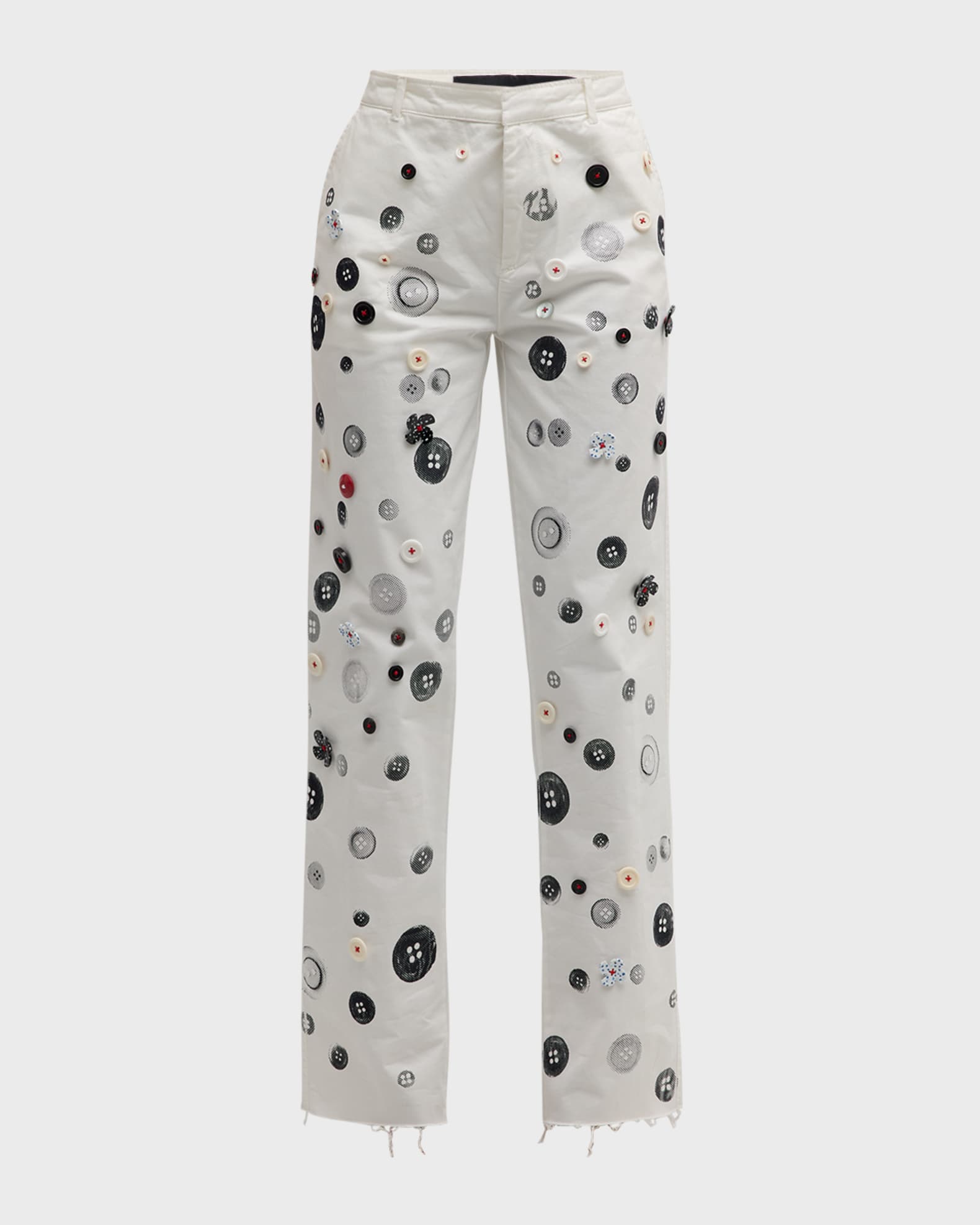 Existential Buttons Embellished Straight-Leg Ankle Chinos 0