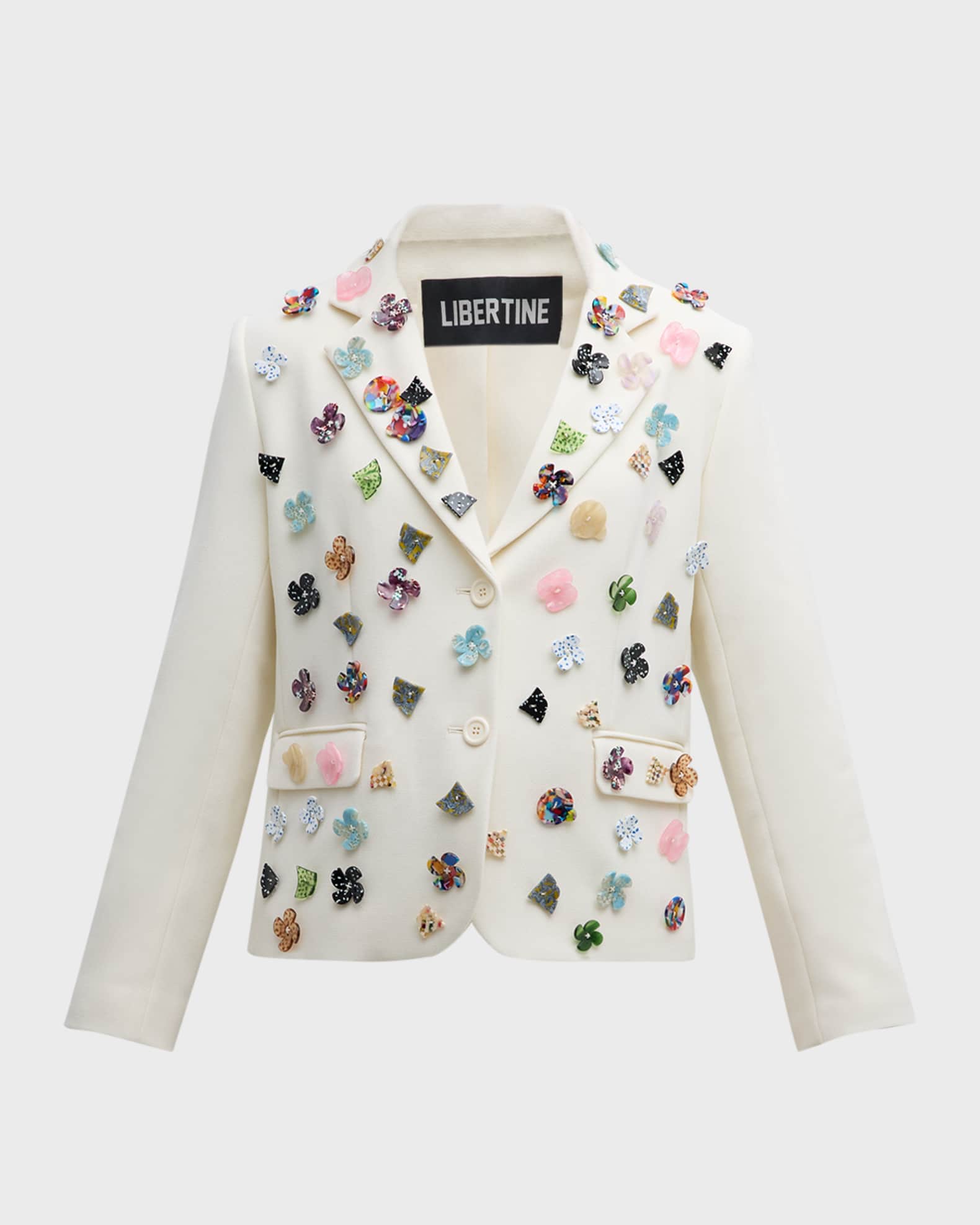 Button Town Embellished Single-Breasted Short Jacket 0