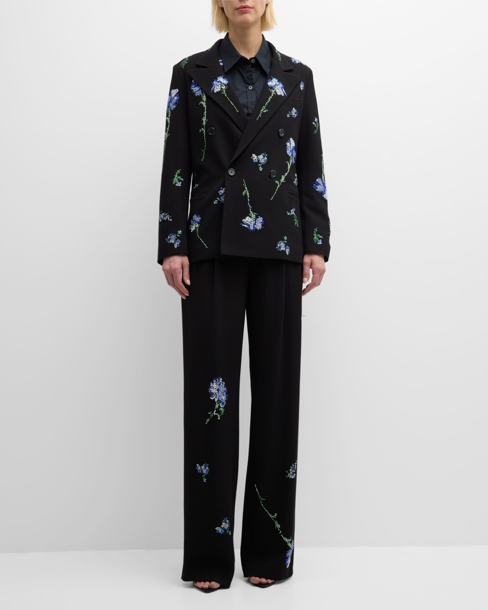 Cecil Beaton Carnation Embellished Double-Breasted Jacket 1