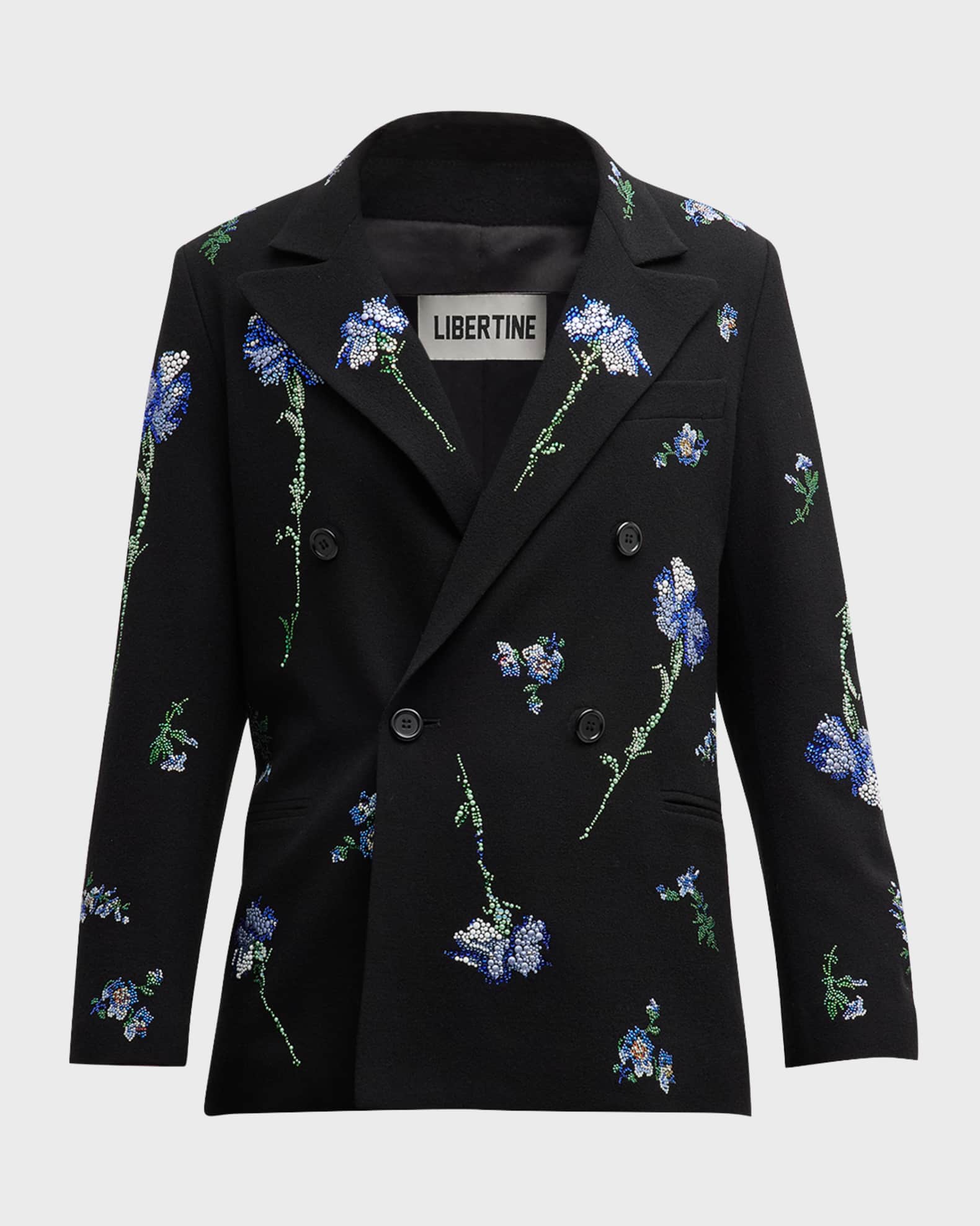 Cecil Beaton Carnation Embellished Double-Breasted Jacket 0
