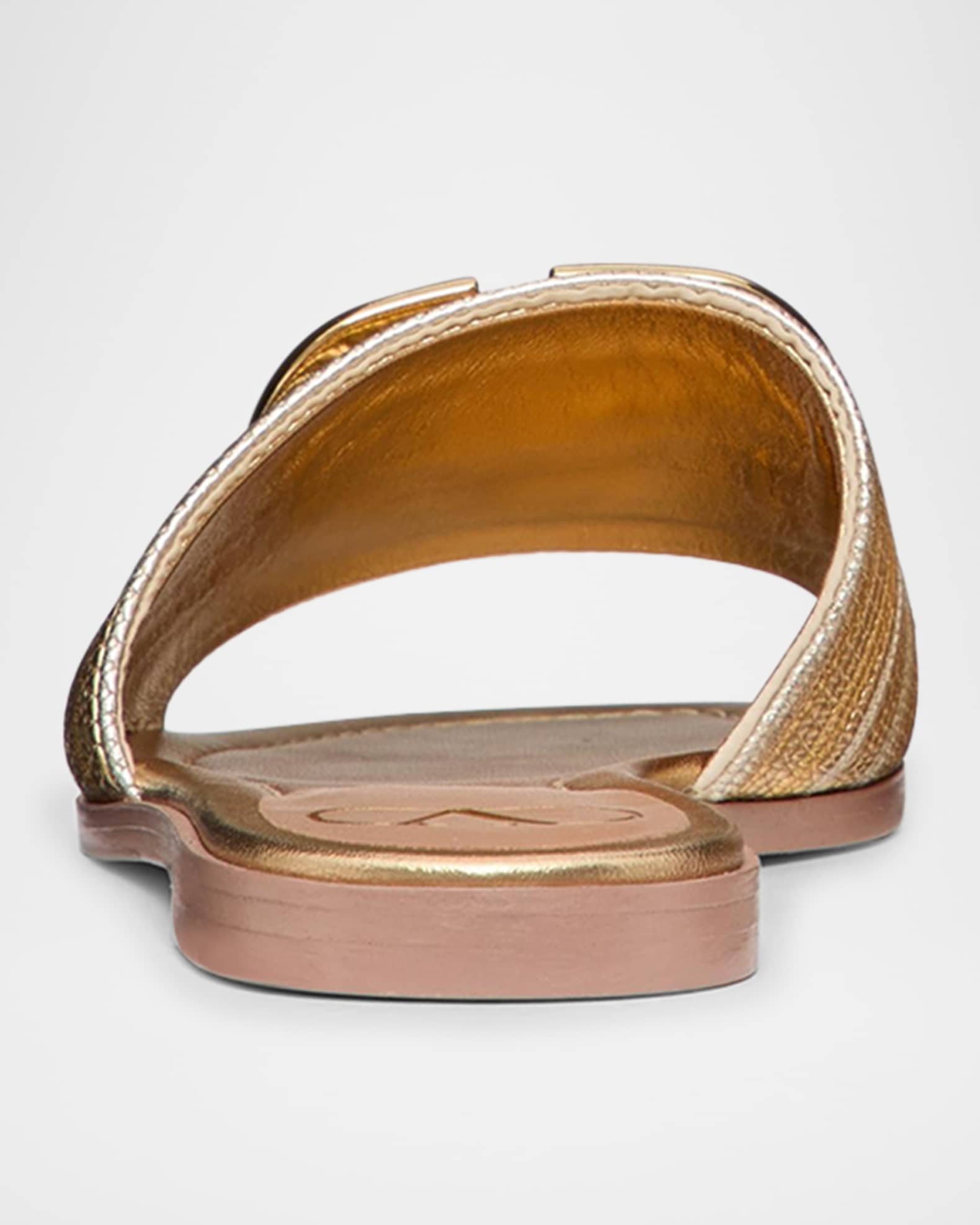 Valentino Garavani VLogo Metallic Flat Slide Sandals