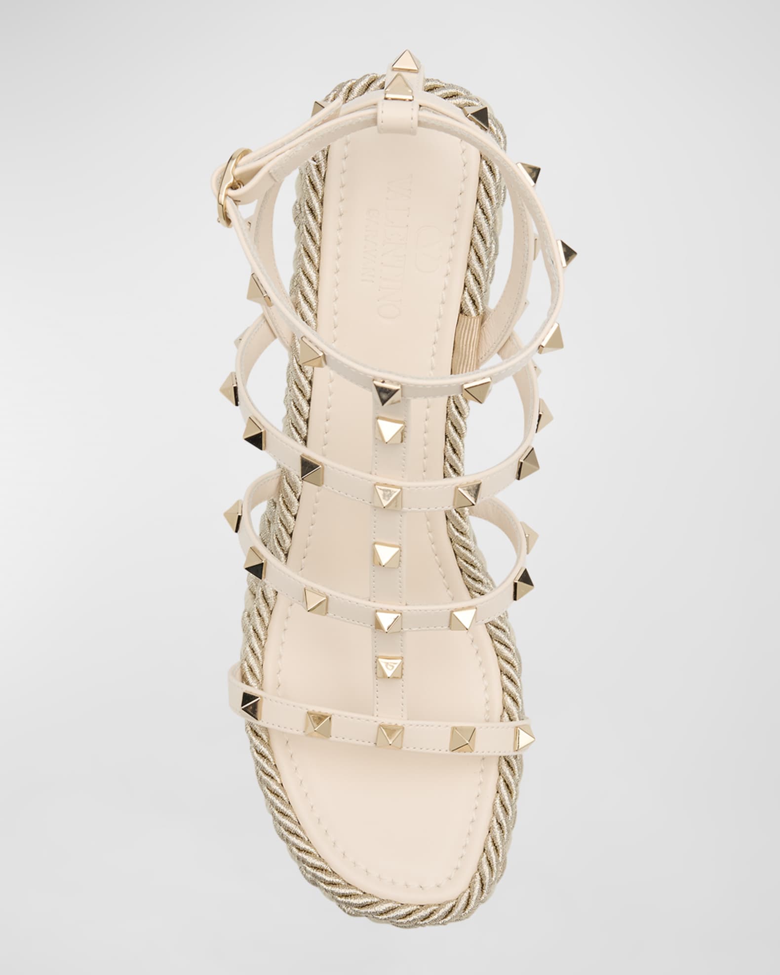 Valentino Garavani Rockstud Caged Wedge Espadrille Sandals