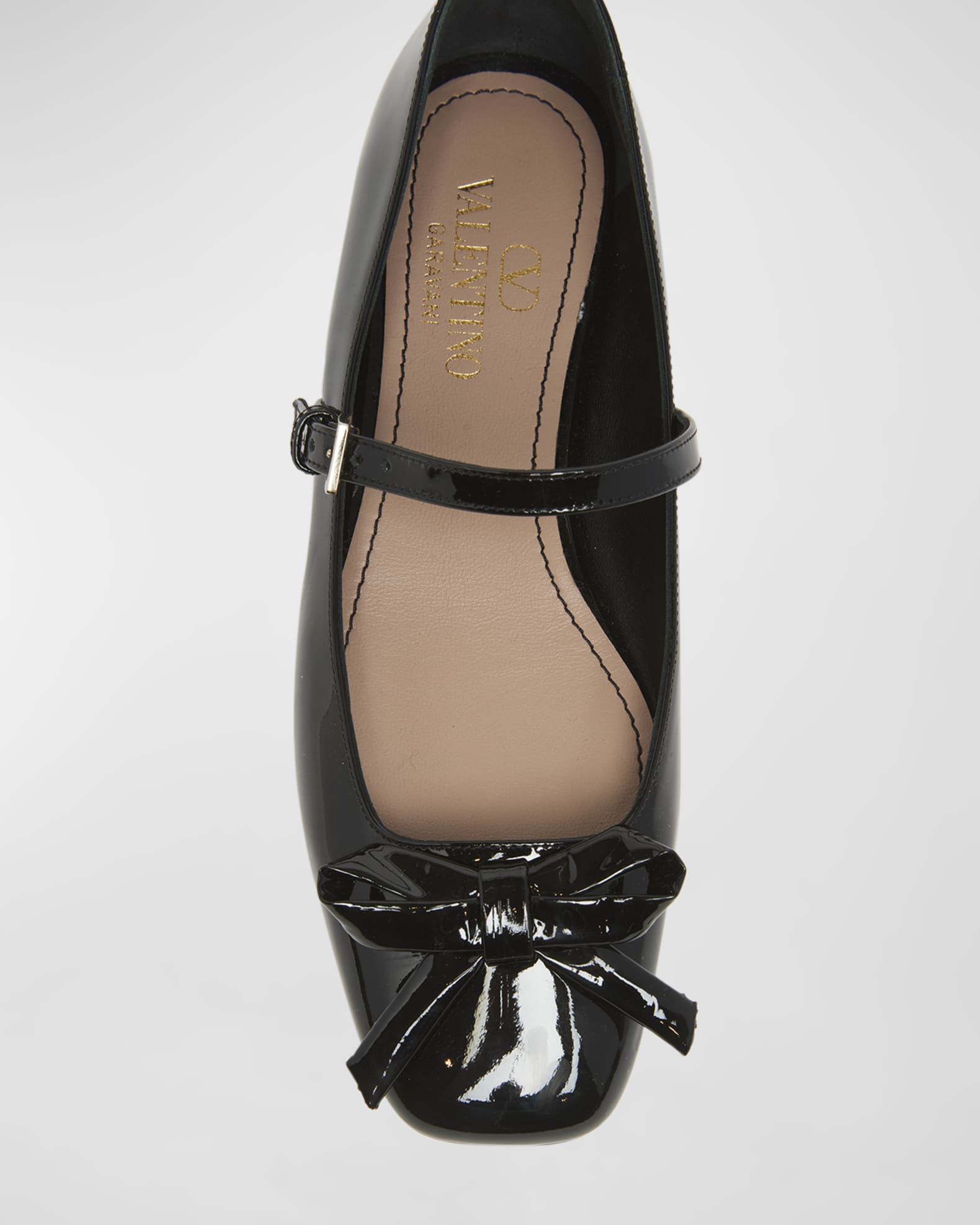 Valentino Garavani Romance Patent Bow Mary Jane Ballerina Flats Nero Women s 42EU Flats Ballet Ballerina Flats
