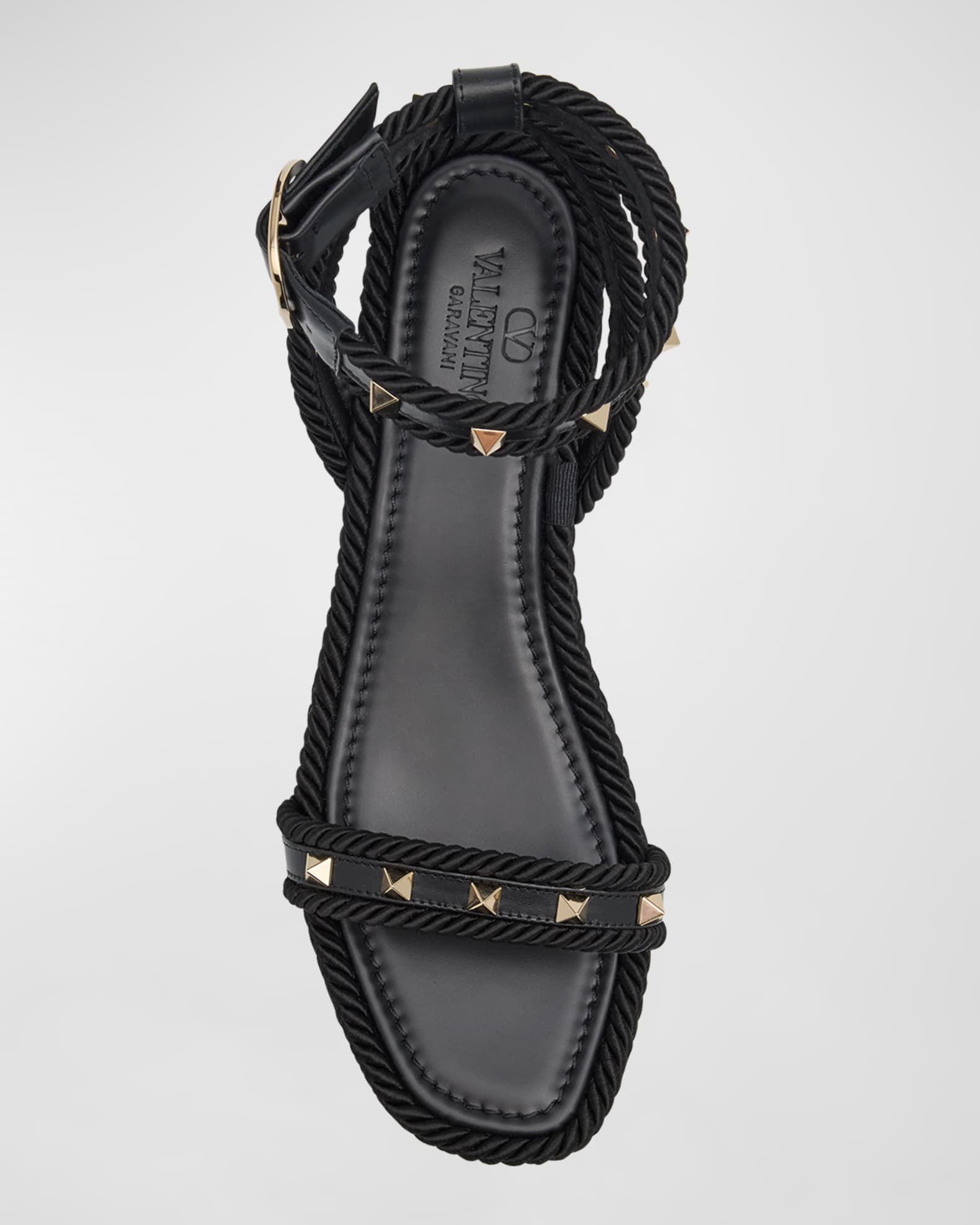 サンダル VALENTINO GARAVANI Leather espadrillas Valentino Garavani Rockstud Leather Ankle-Strap Espadrilles