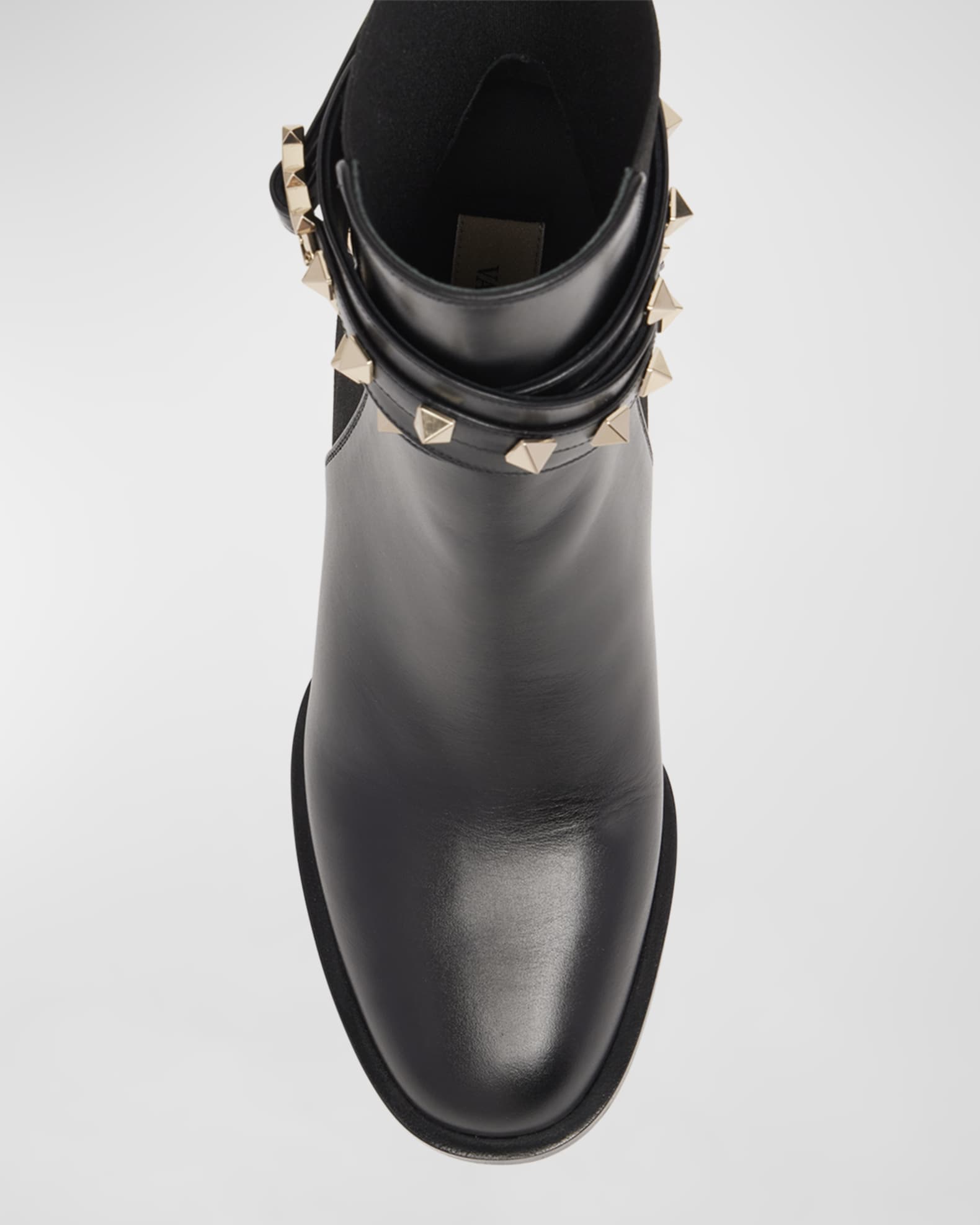 Rockstud Leather Buckle Ankle Booties
