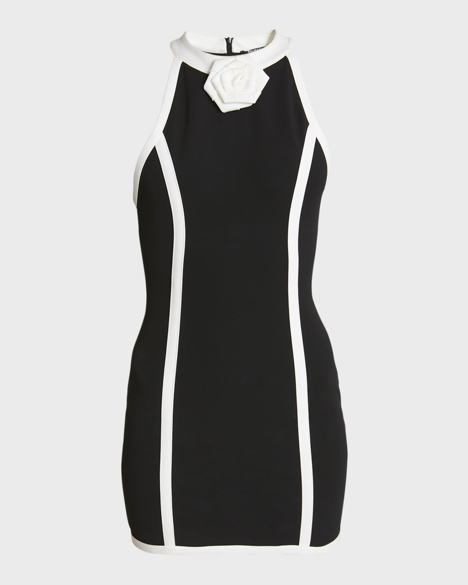 Jersey Draped Mini Dress W/rose Appliqué