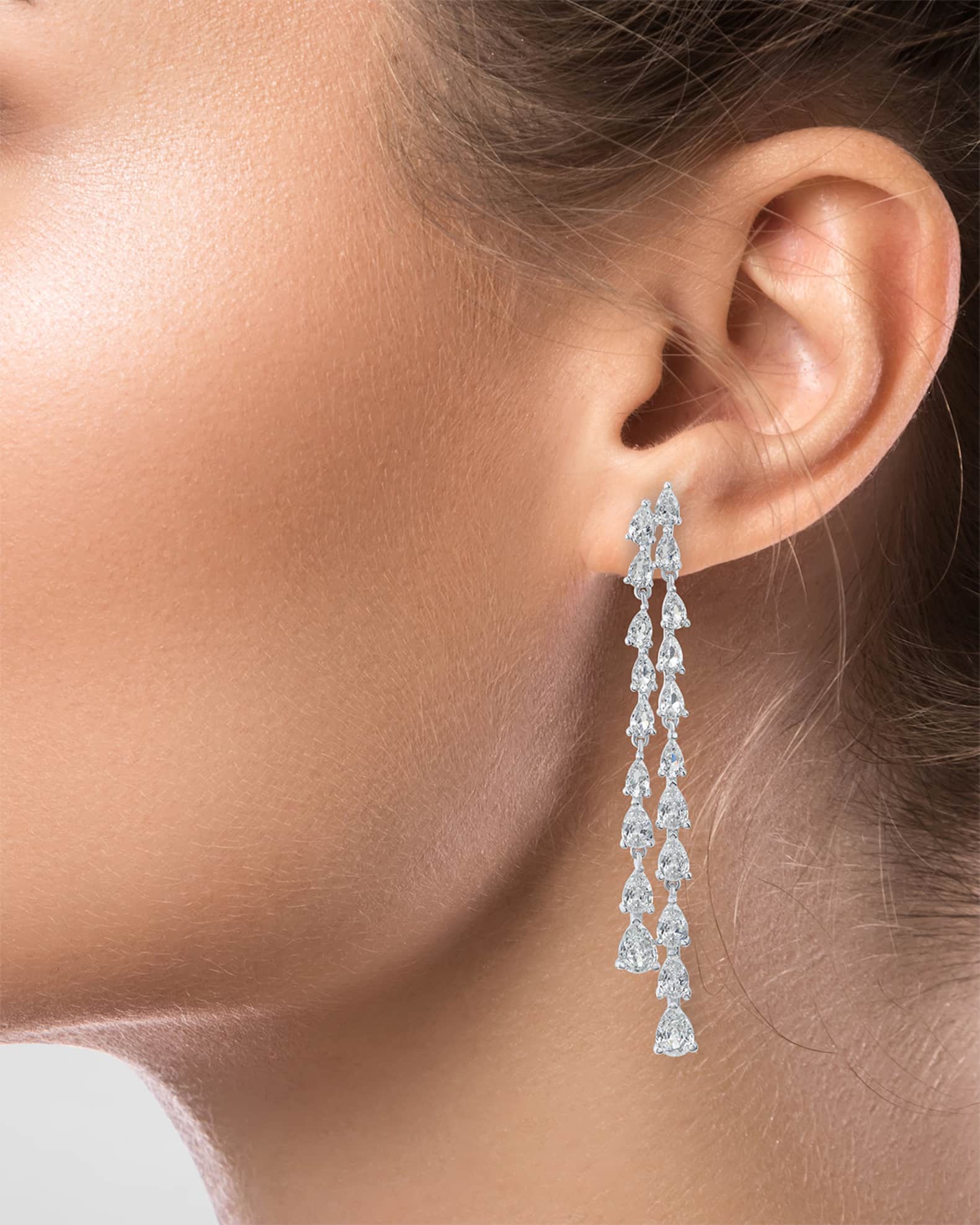 Golconda by Kenneth Jay Lane Pear Cubic Zirconia Double Row Dangler Post Earrings Neiman Marcus