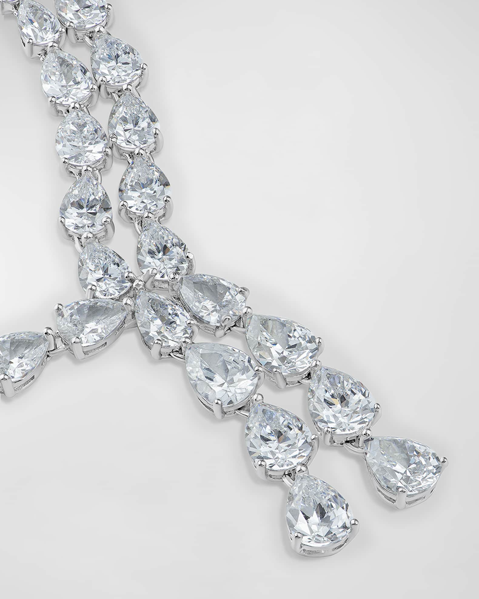 Layered Cubic Zirconia Pear Statement Y Necklace