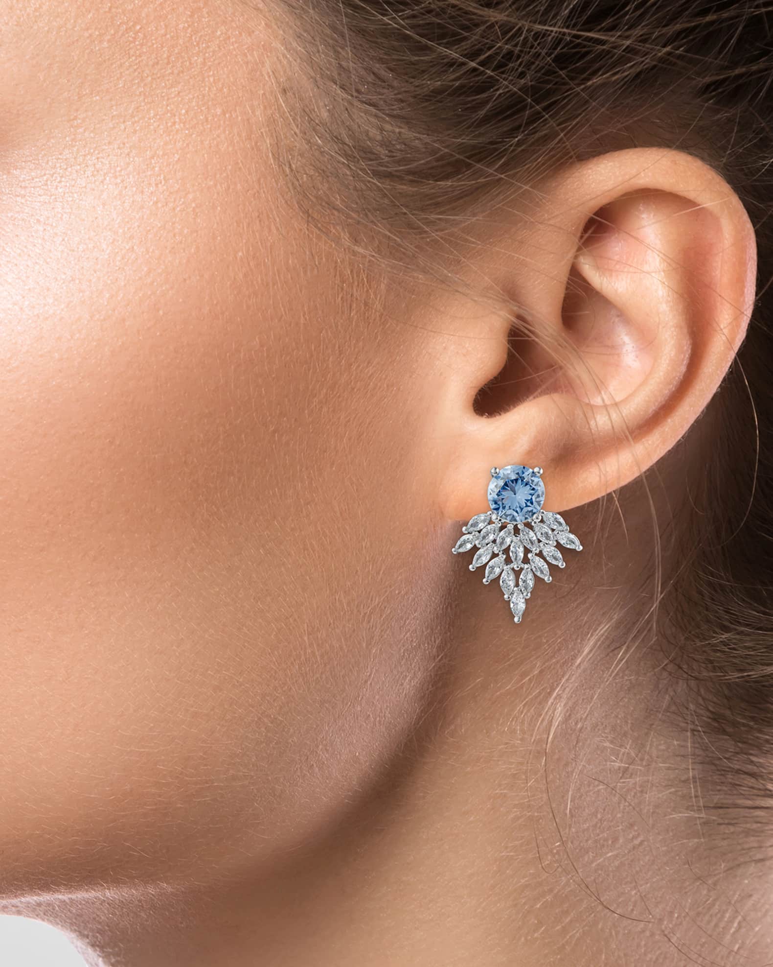 Round And Marquise Cluster Cubic Zirconia Drop Earrings, 4tcw 1