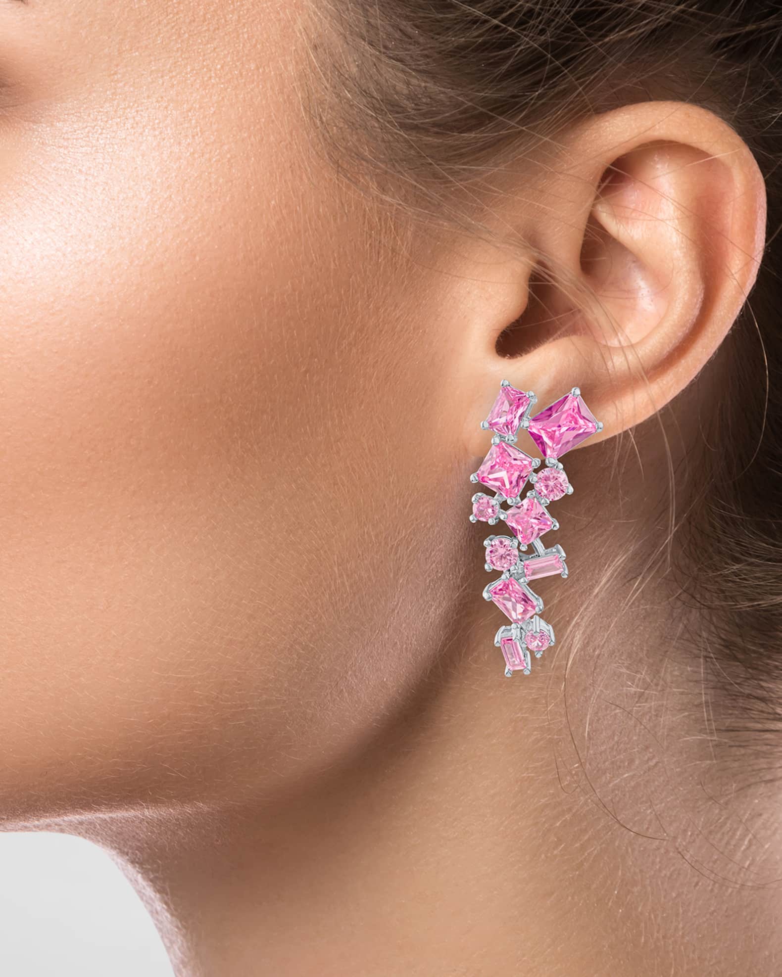 Multi Shape Cubic Zirconia Scatter Crawler Earrings, 16tcw 1