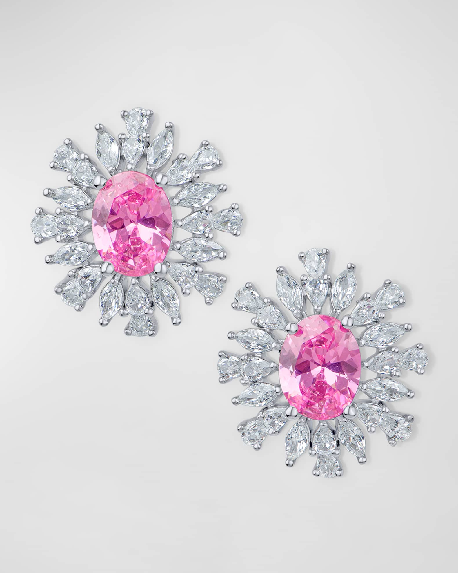 Oval Cubic Zirconia Marquis Burst Statement Stud Earrings, 8.5tcw 0