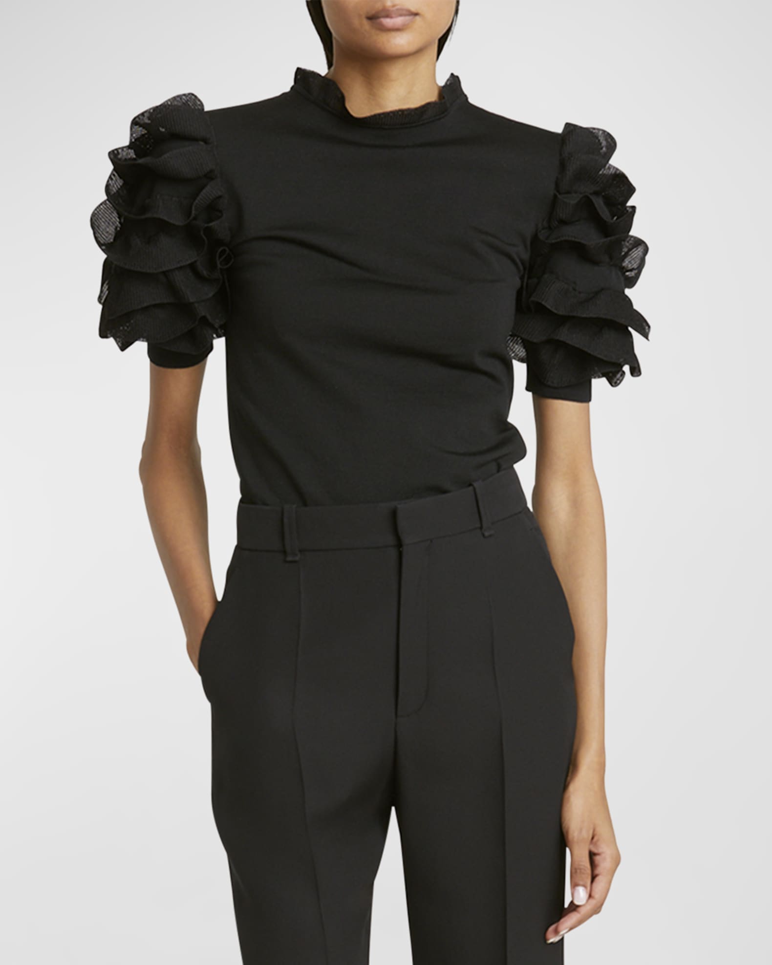 Clio Sleeveless Ruched Ruffle Top