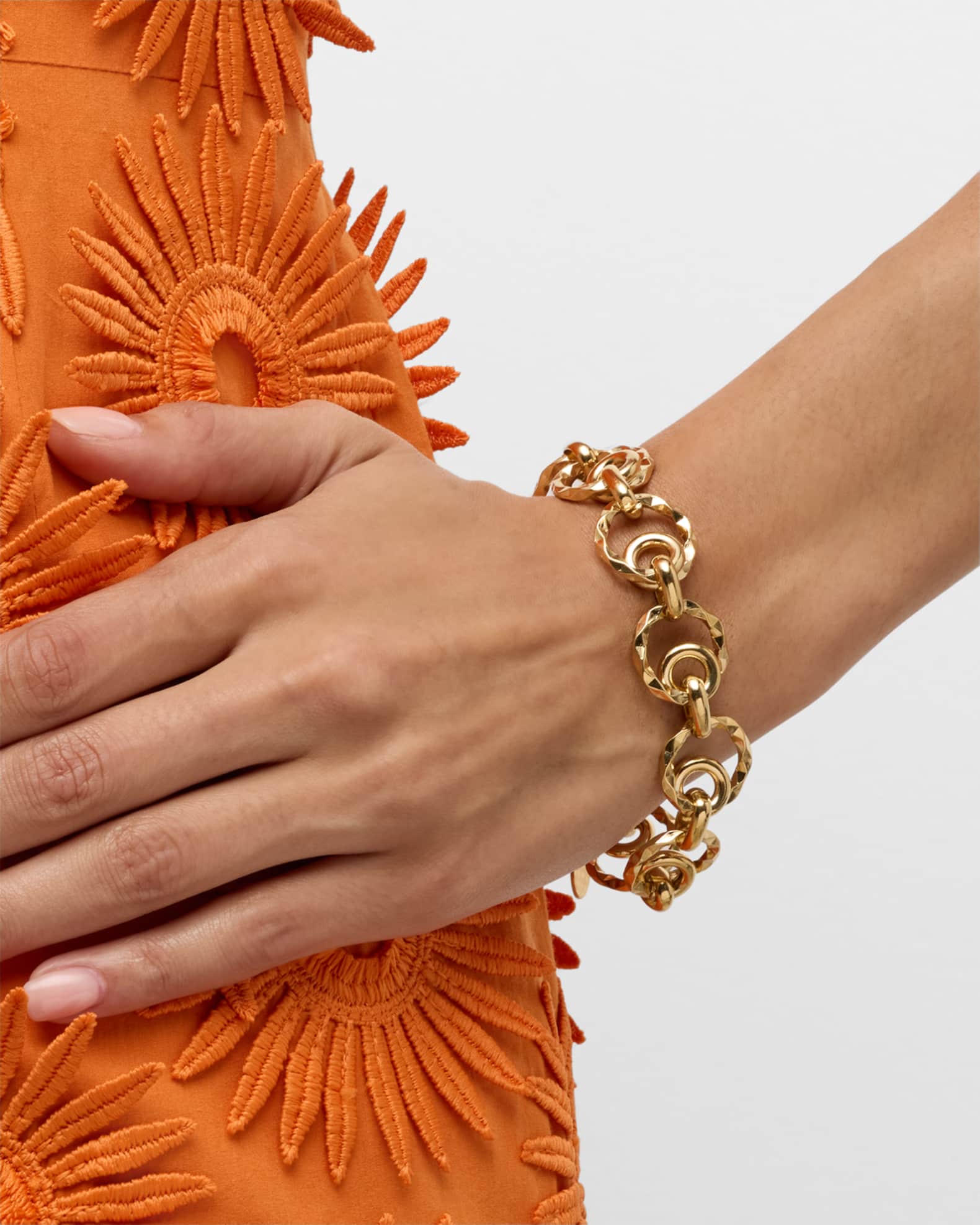 Multi Circle Textured Chain Bracelet