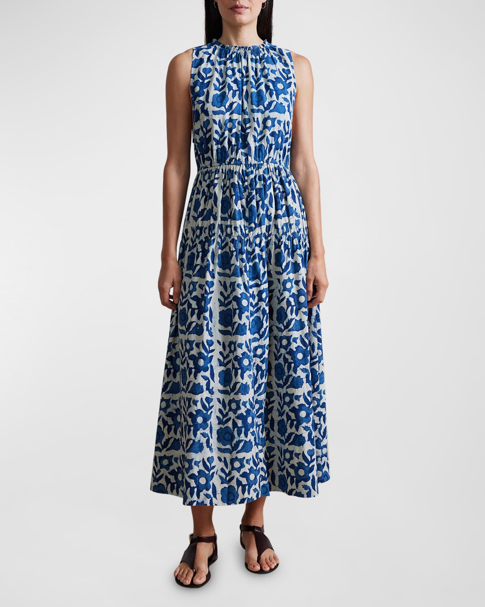 Apiece Apart Arte Tiered Floral-Print Midi Tank Dress | Neiman Marcus