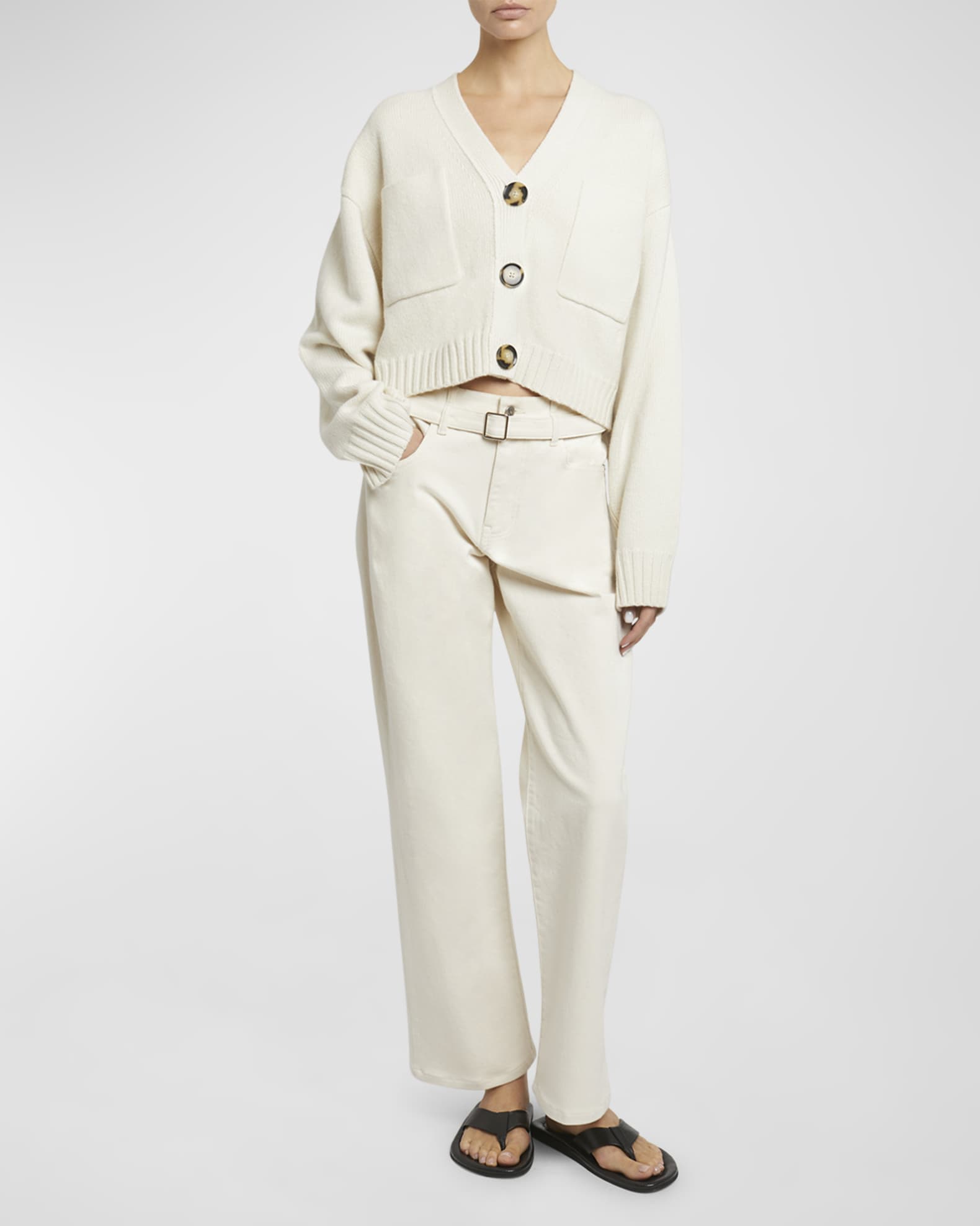Proenza Schouler - 希少✨プロエンザスクーラー　カシミヤ混　カーディガン　サイドリボン　オフホワイト Proenza Schouler Sofia Crop Cashmere-Wool Cardigan | Neiman Marcus