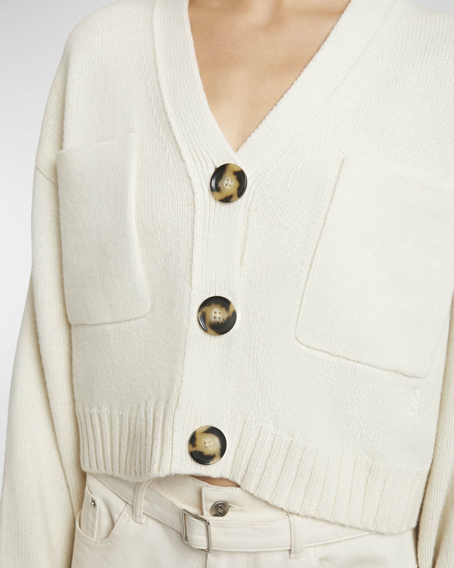 Proenza Schouler - 希少✨プロエンザスクーラー　カシミヤ混　カーディガン　サイドリボン　オフホワイト Proenza Schouler Sofia Crop Cashmere-Wool Cardigan | Neiman Marcus