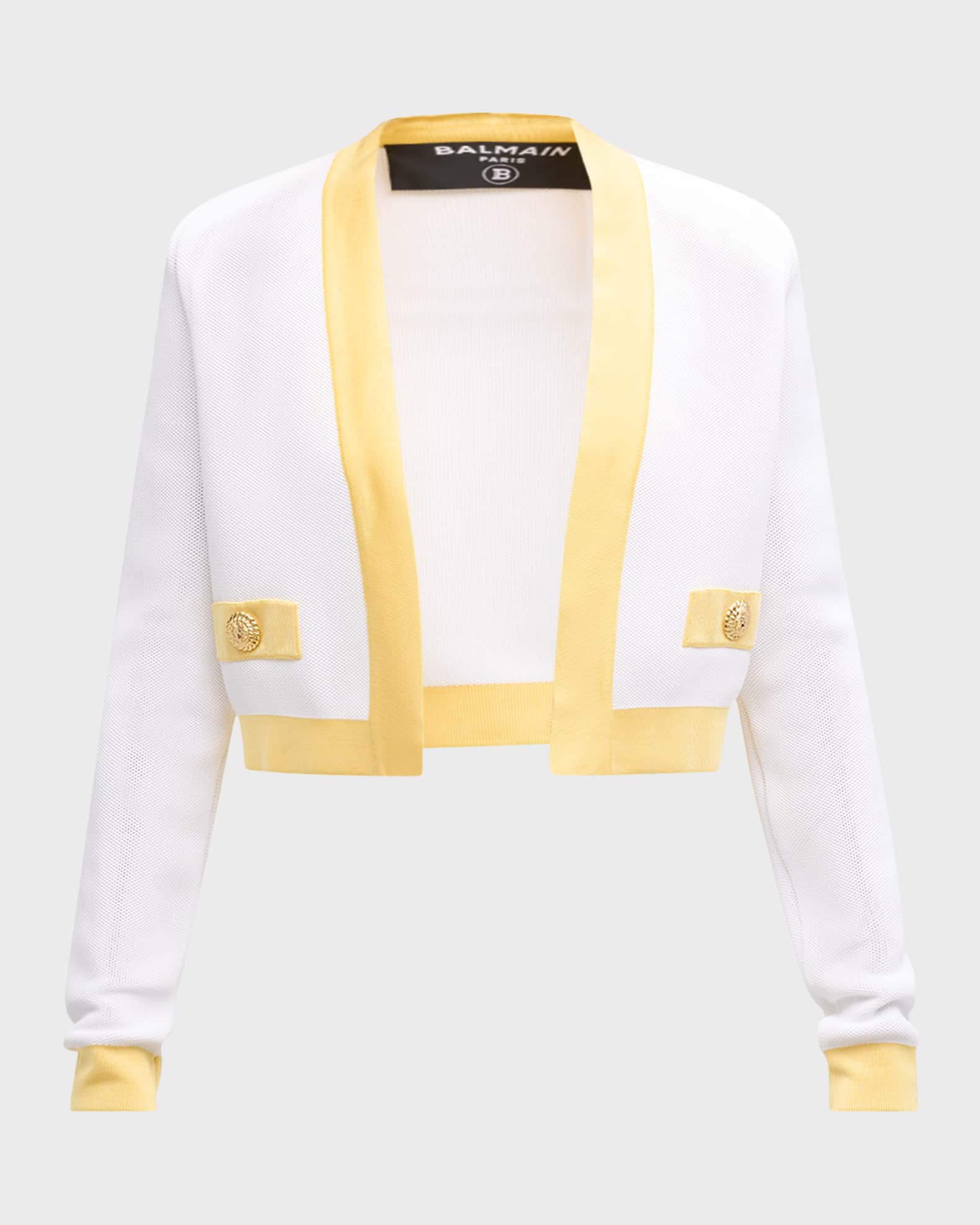 Balmain 2-Pocket Crop Knit Open Jacket