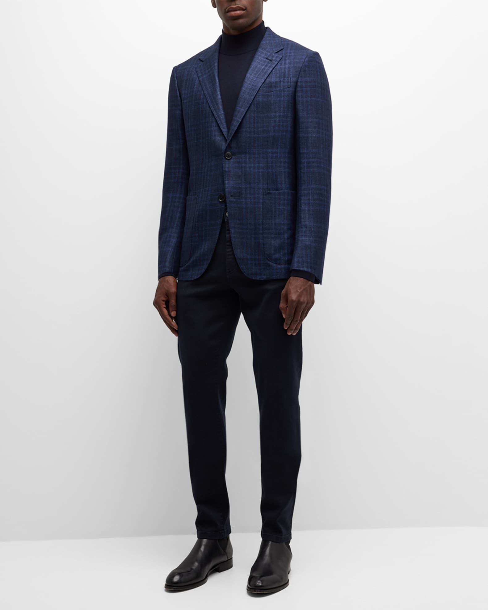 Men's Plaid Cashmere-Silk Sport Coat 1