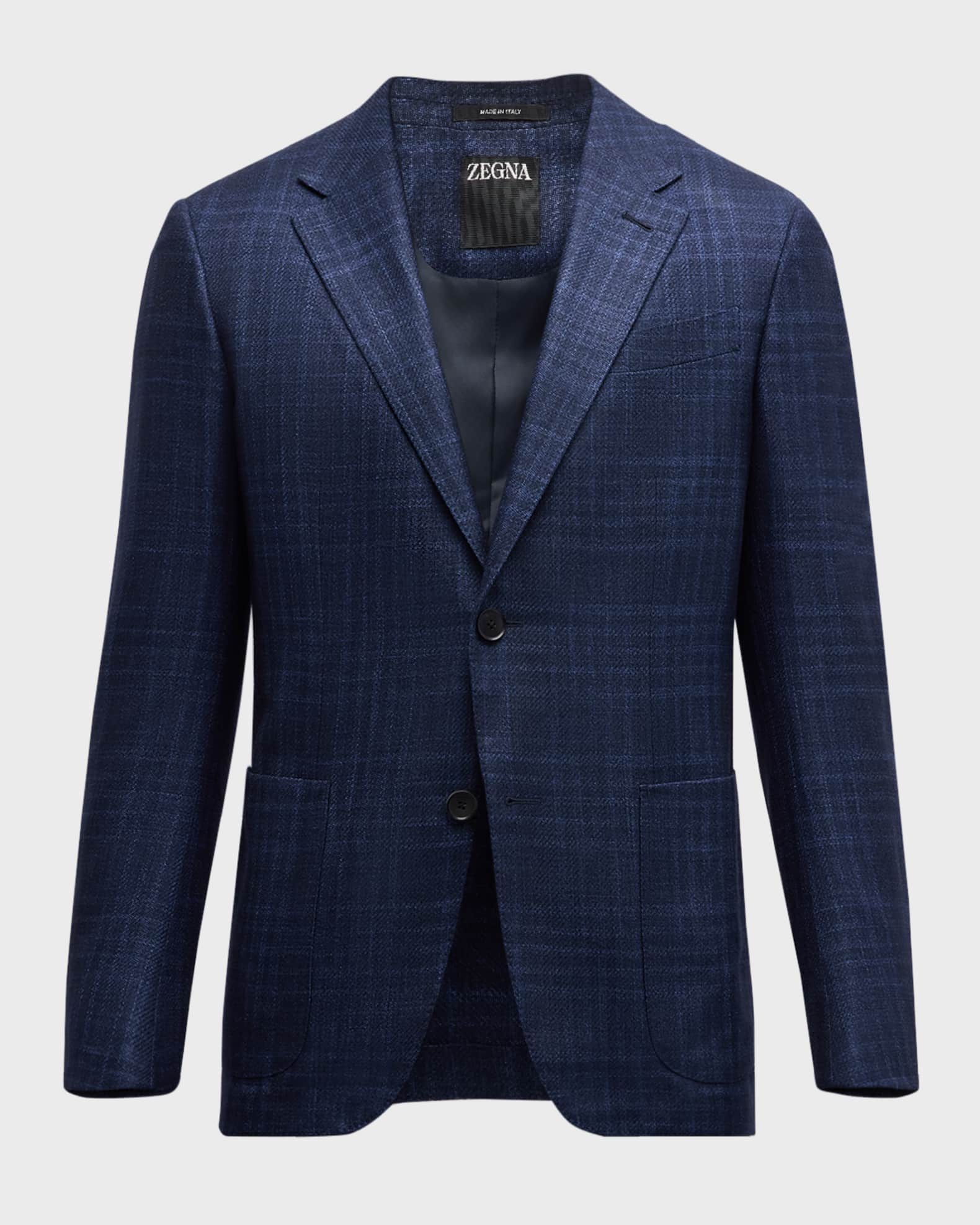 Men's Plaid Cashmere-Silk Sport Coat 0