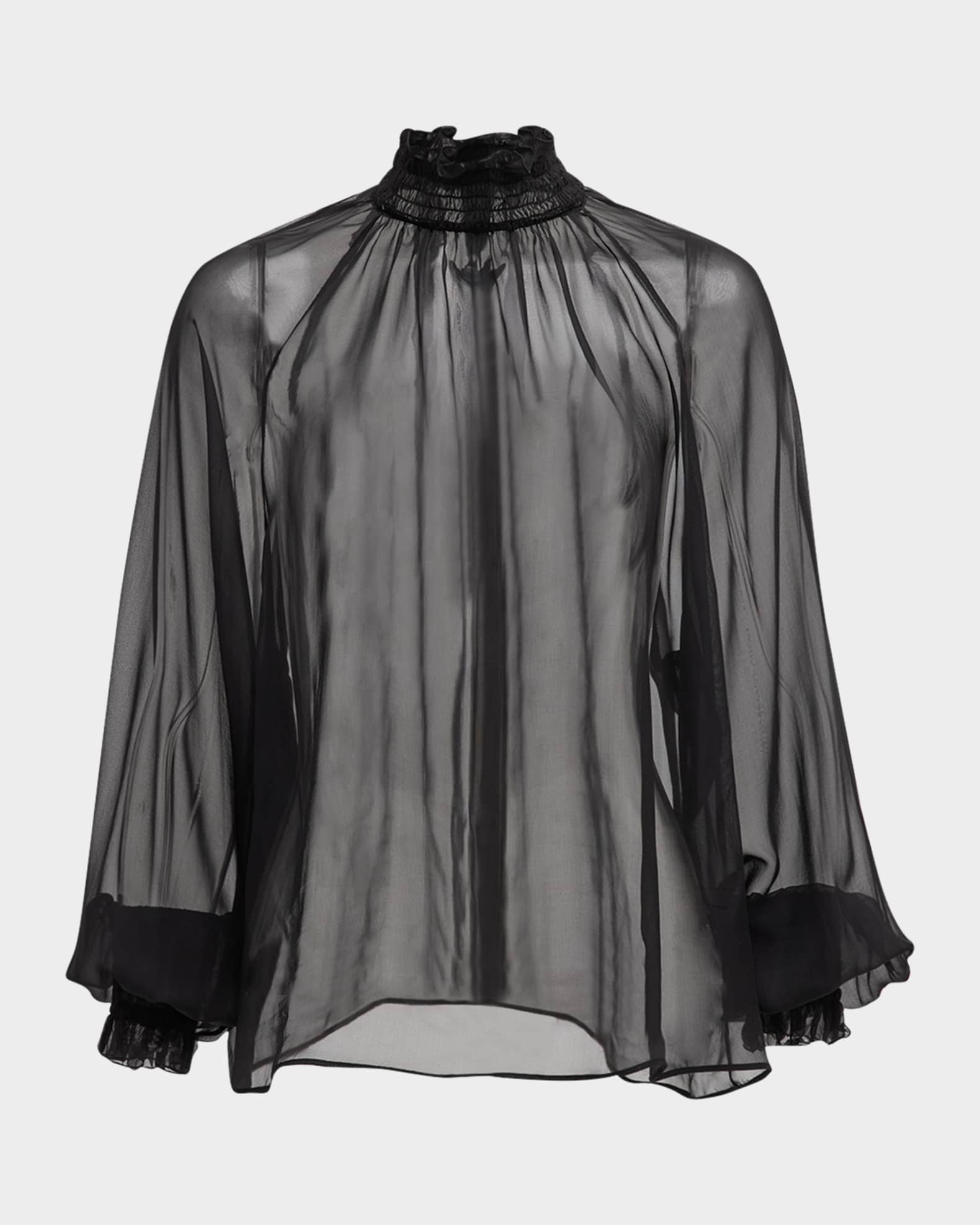 Dolce&Gabbana Sheer Chiffon Smocked Blouse
