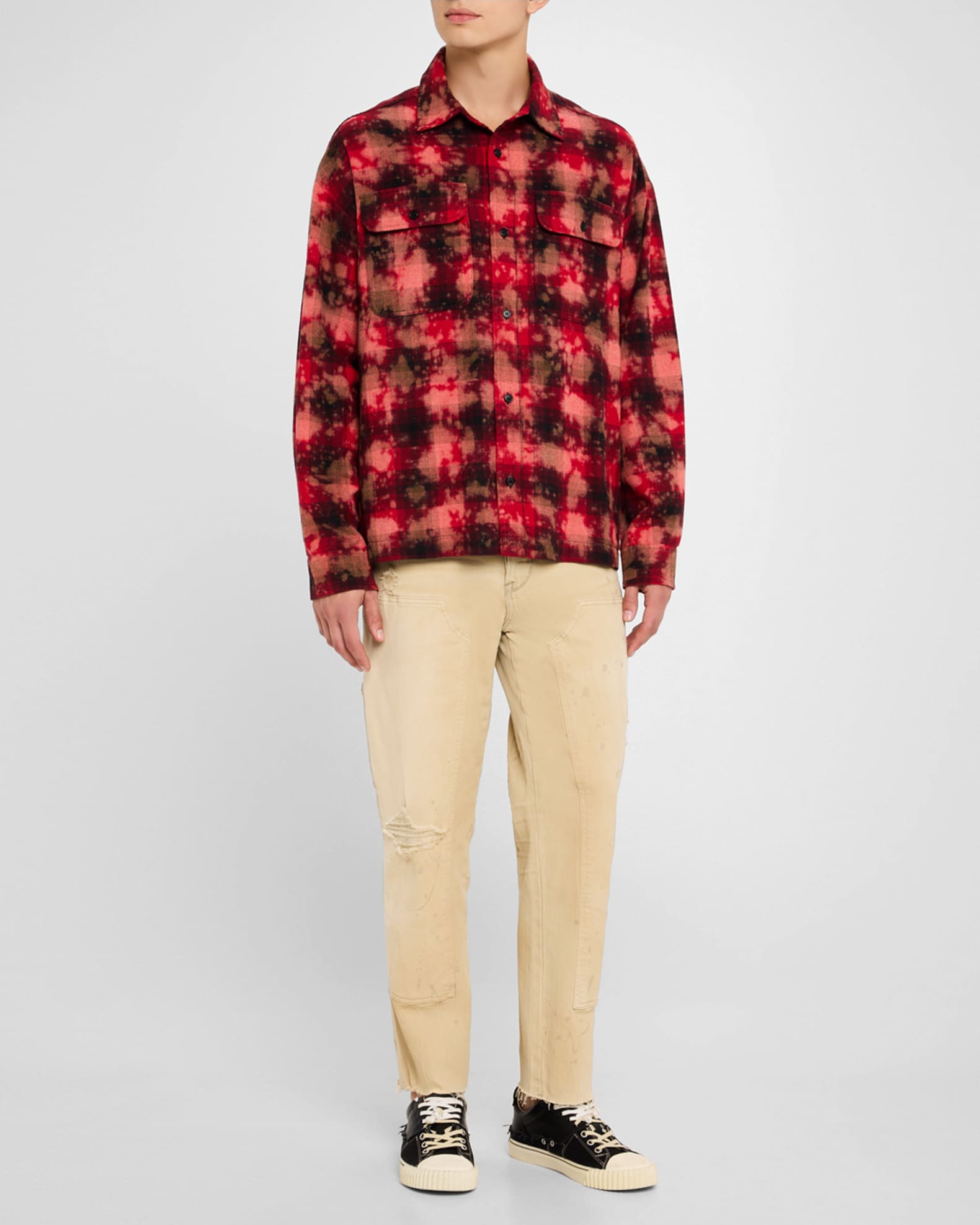 50%OFF Palm Angels Marcus Neiman | Shirt Sport Check Curved-Logo Men's トップス