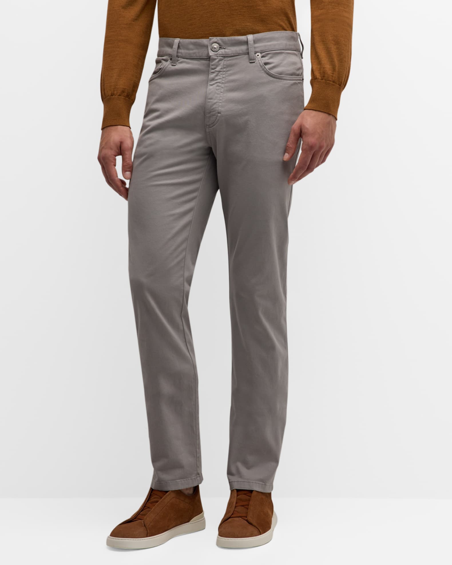 商品画像：ZEGNA Straight-Leg Stretch-Cotton Twill Trousers for Men 4