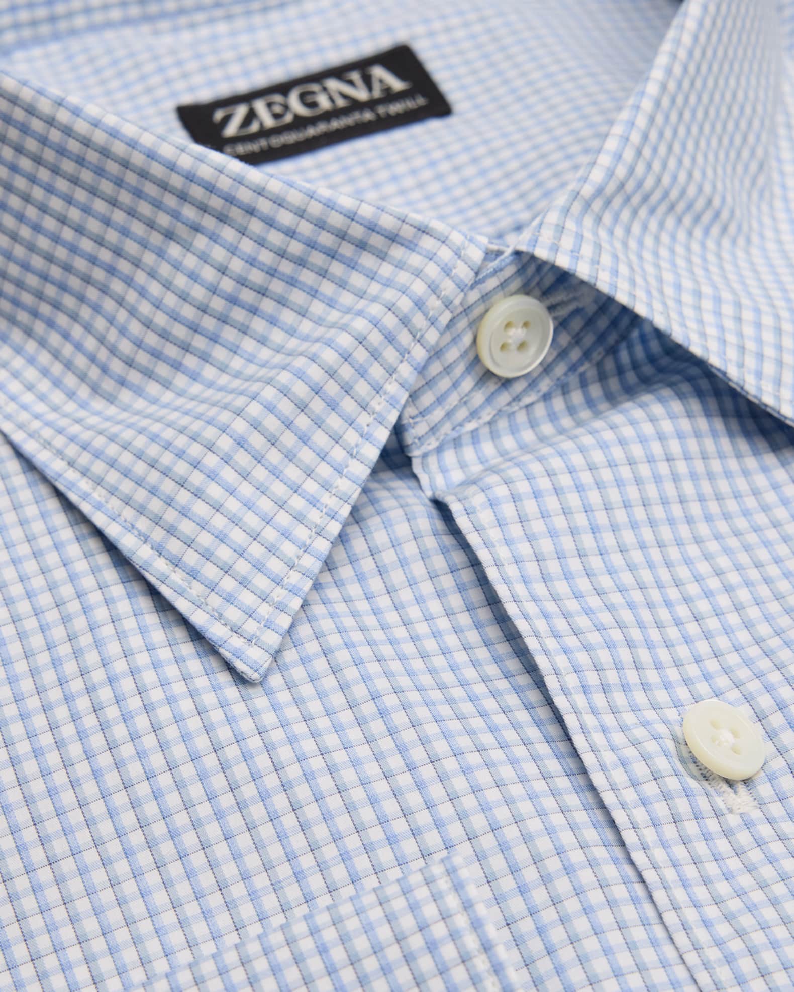 Men's Micro-Check Centoquaranta Cotton Sport Shirt - Thumbnail 2