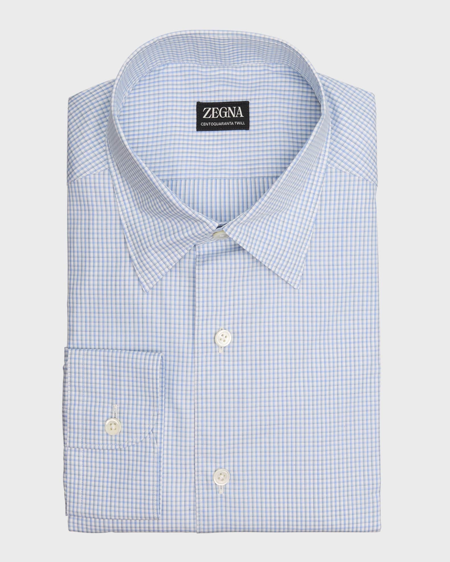 Men's Micro-Check Centoquaranta Cotton Sport Shirt