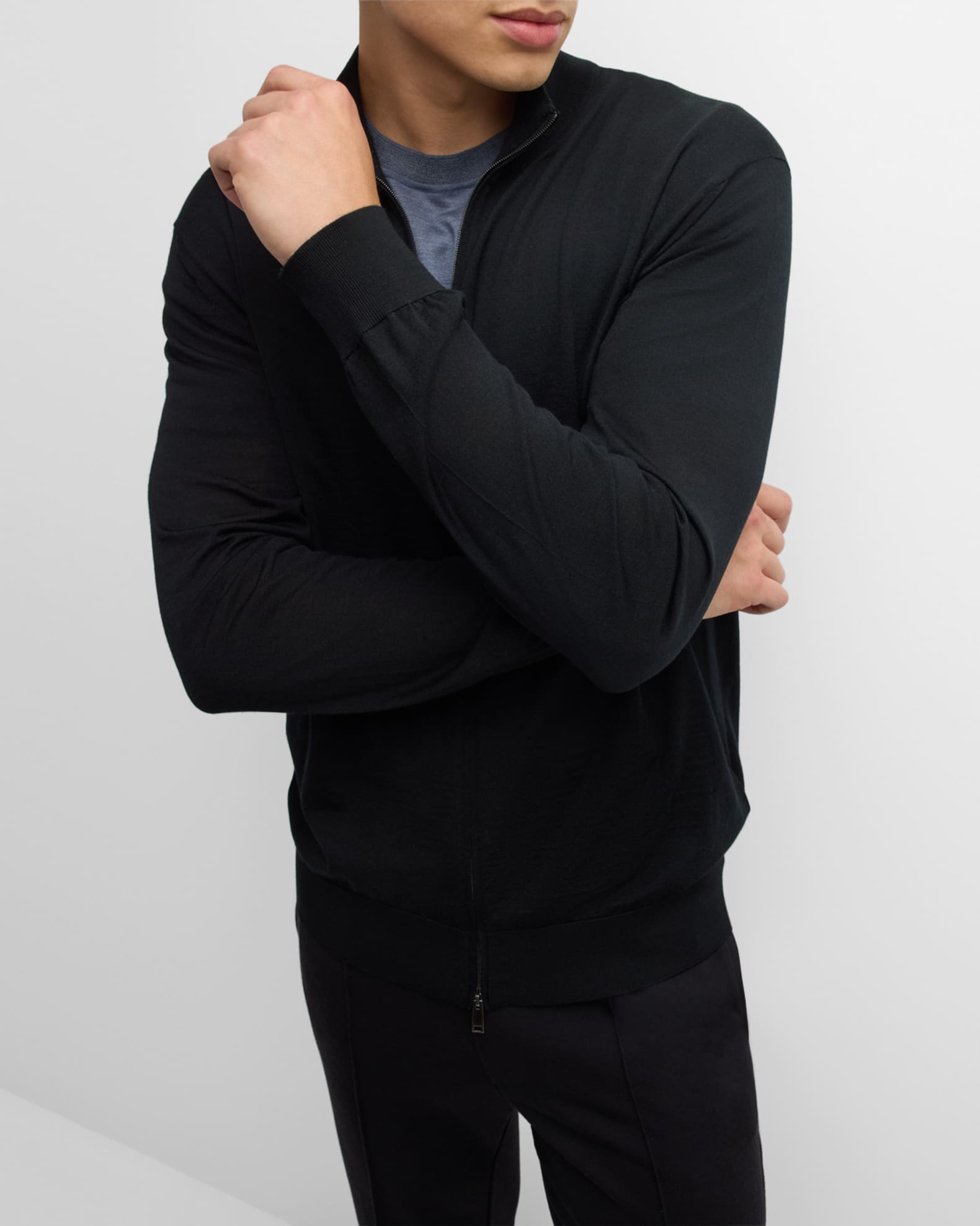 ZEGNA Men's High-Performance Wool Full-Zip Sweater | Neiman