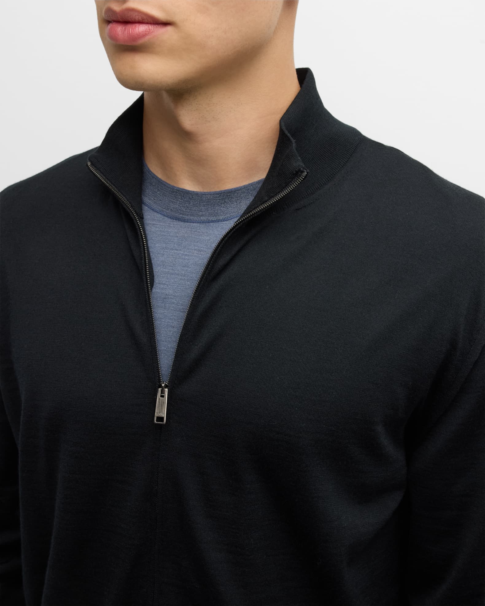 ZEGNA Men's High-Performance Wool Full-Zip Sweater | Neiman