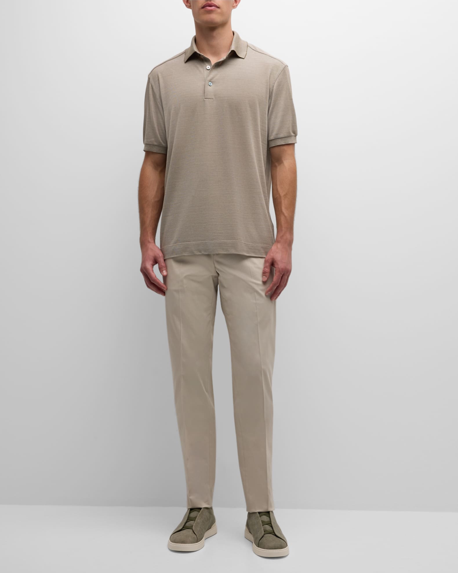 ZEGNA Men s Cotton and Silk Polo Shirt Neiman Marcus