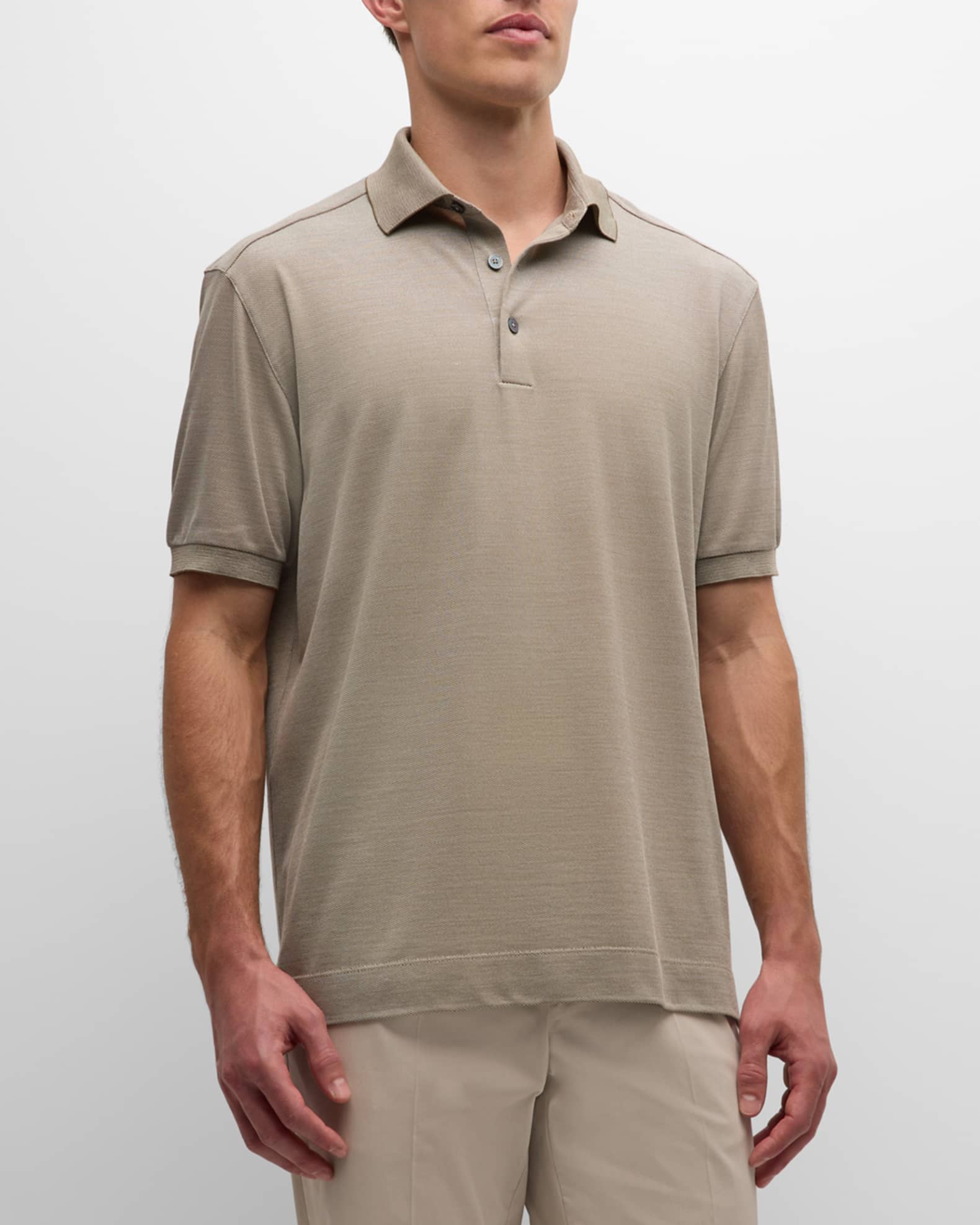ZEGNA Men's Cotton and Silk Polo Shirt | Neiman Marcus