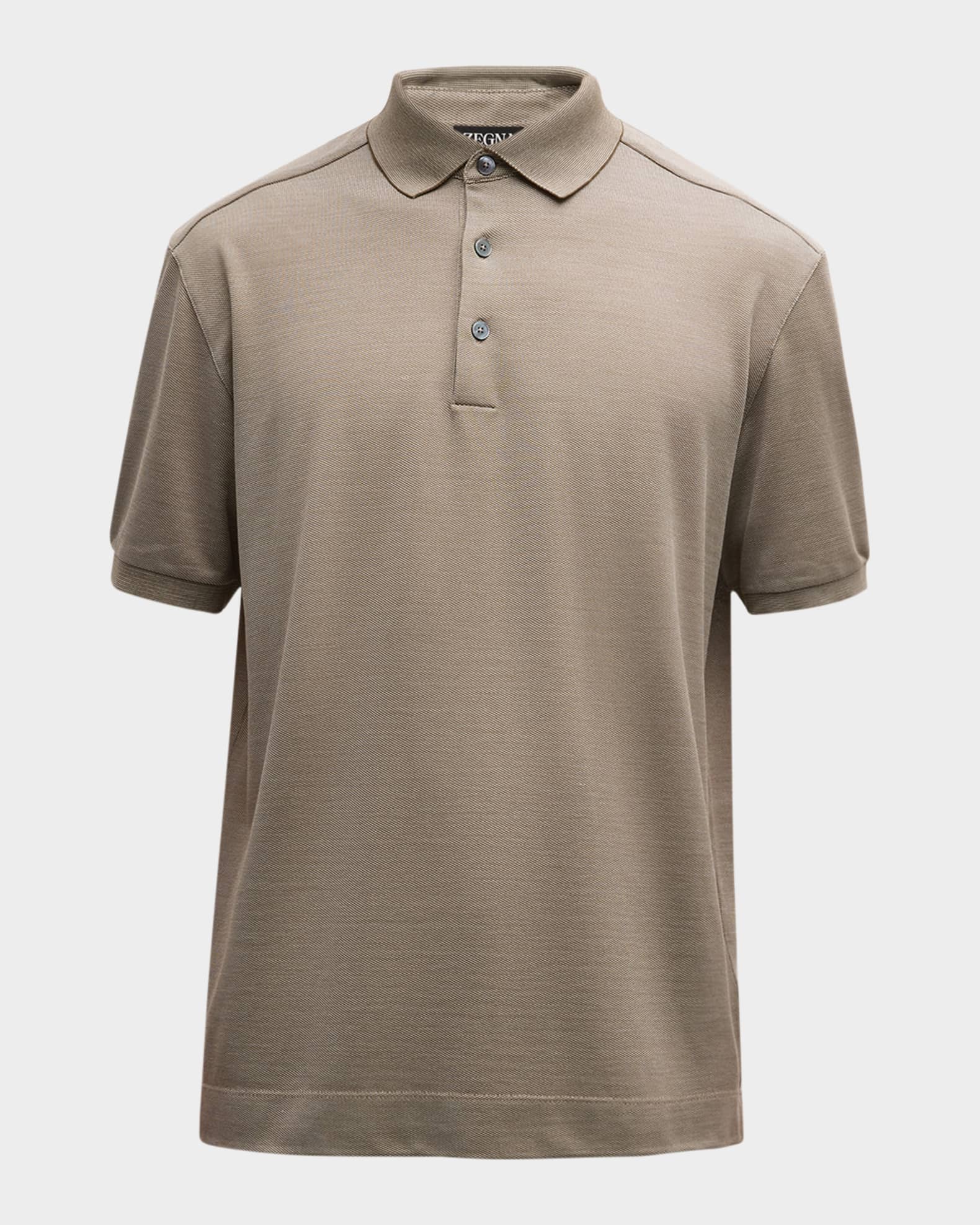ZEGNA Men's Cotton and Silk Polo Shirt | Neiman Marcus
