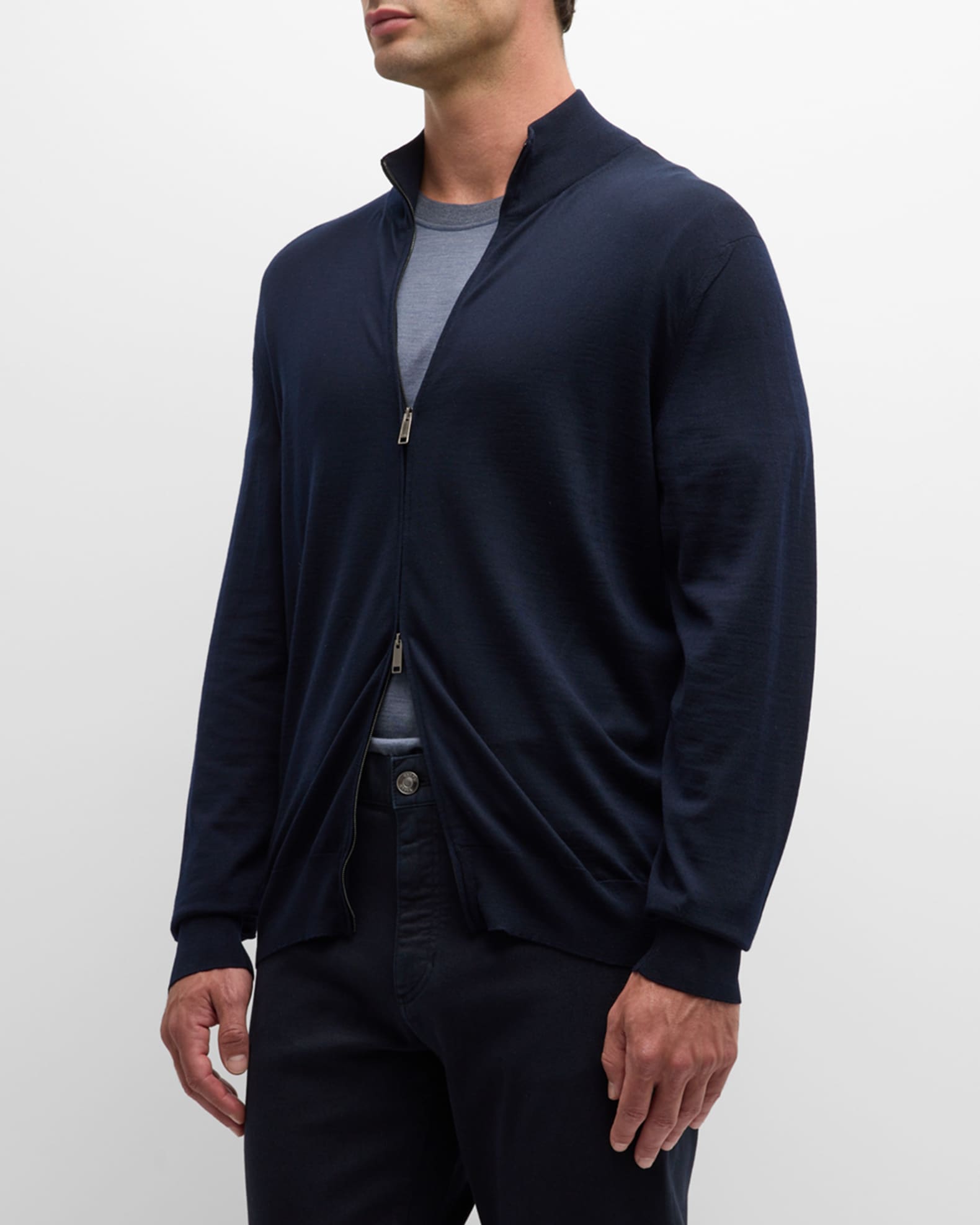 ZEGNA Men's High-Performance Wool Full-Zip Sweater | Neiman Marcus